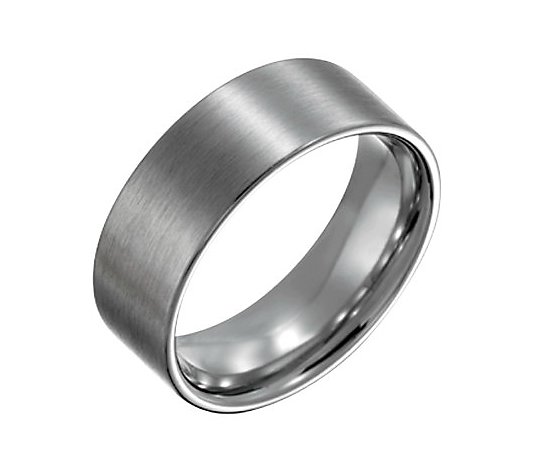 Steel by Design Men's 8mm Flat Brushed Ring
