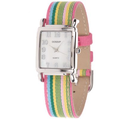 Gossip Watch with 12 Interchangeable Ribbon Straps - QVC.com