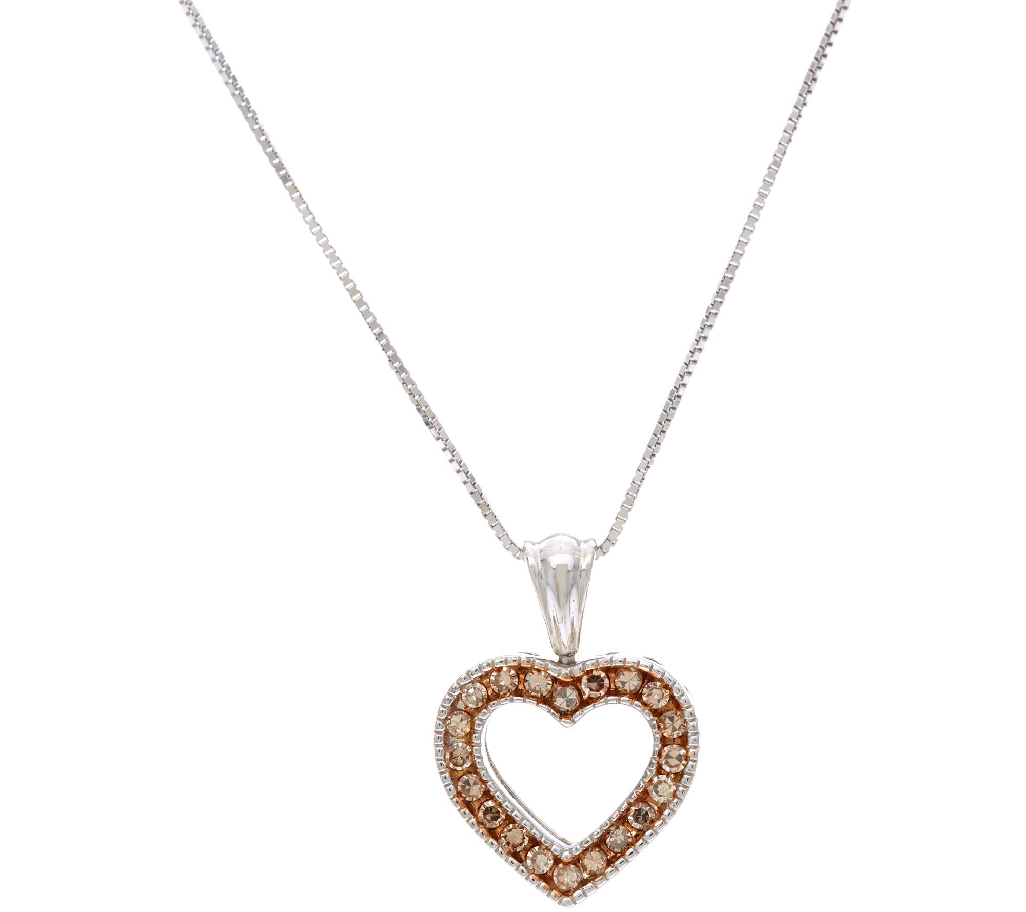 Colored Diamond Heart Pendant on Chain, Sterling, by Affinity - QVC.com