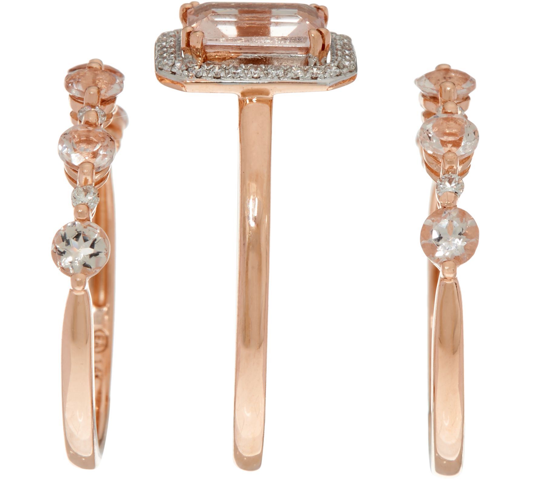 Set of 3 Morganite Stack Rings 14K Gold - QVC.com