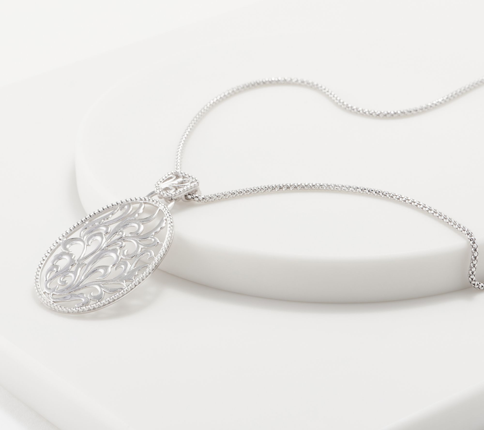  Sterling Silver Filigree Design Pendant with 24" Chain by Silver Style - J361038