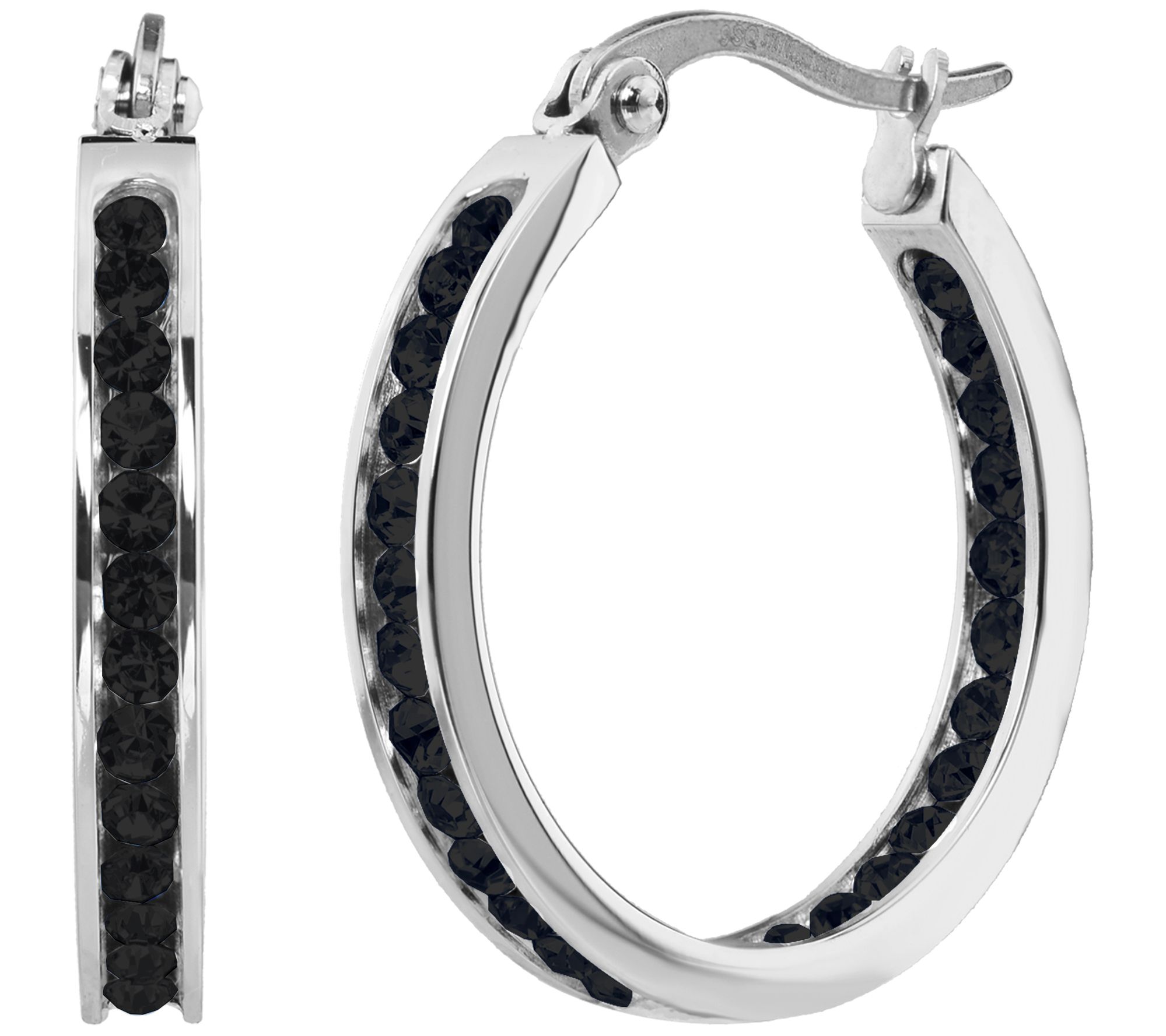 Steel by Design 1" Inside-Outside Black CrystalEarrings