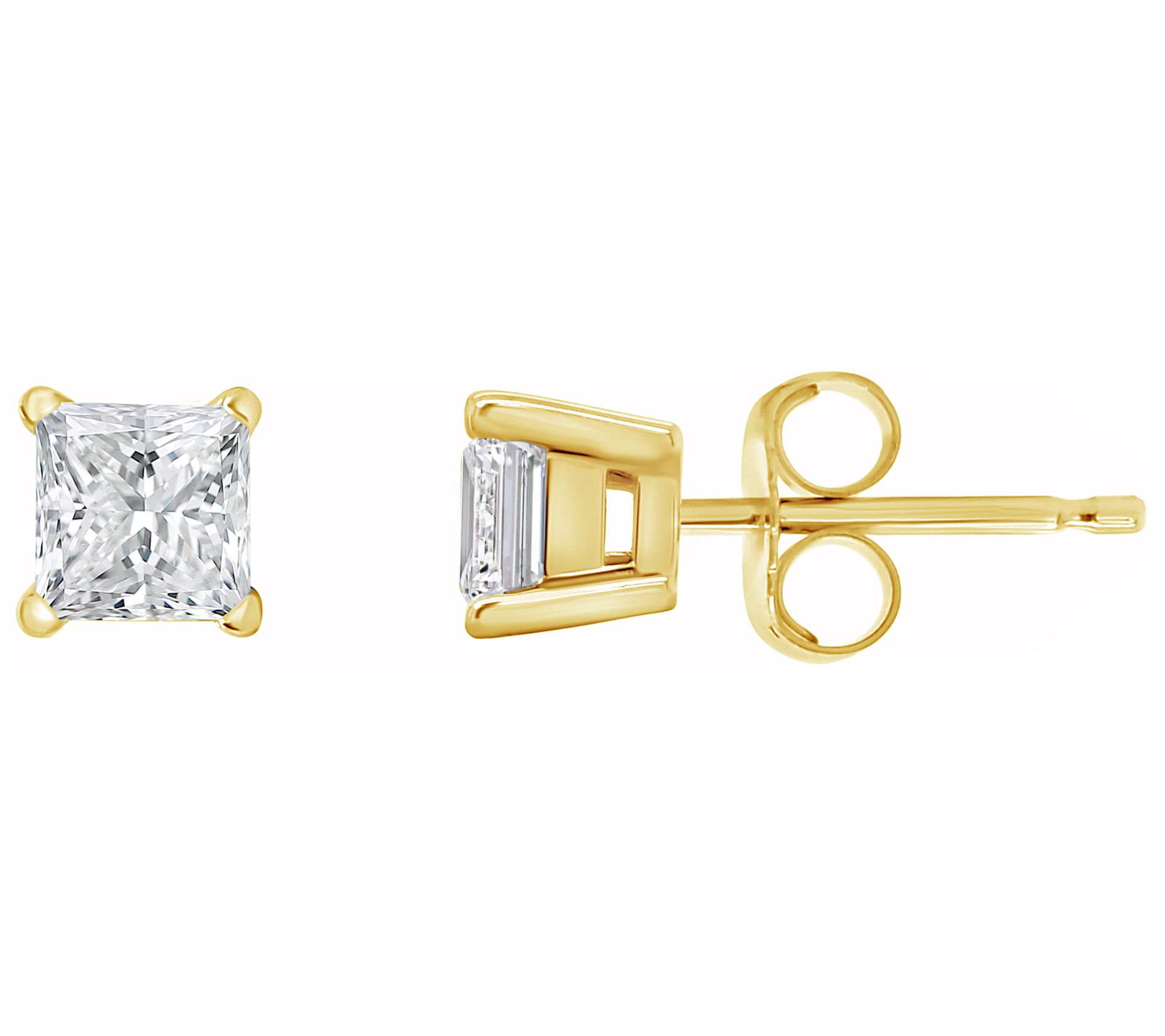 Affinity 1.00 cttw Princess Cut Diamond Stud Ea rrings, 14K