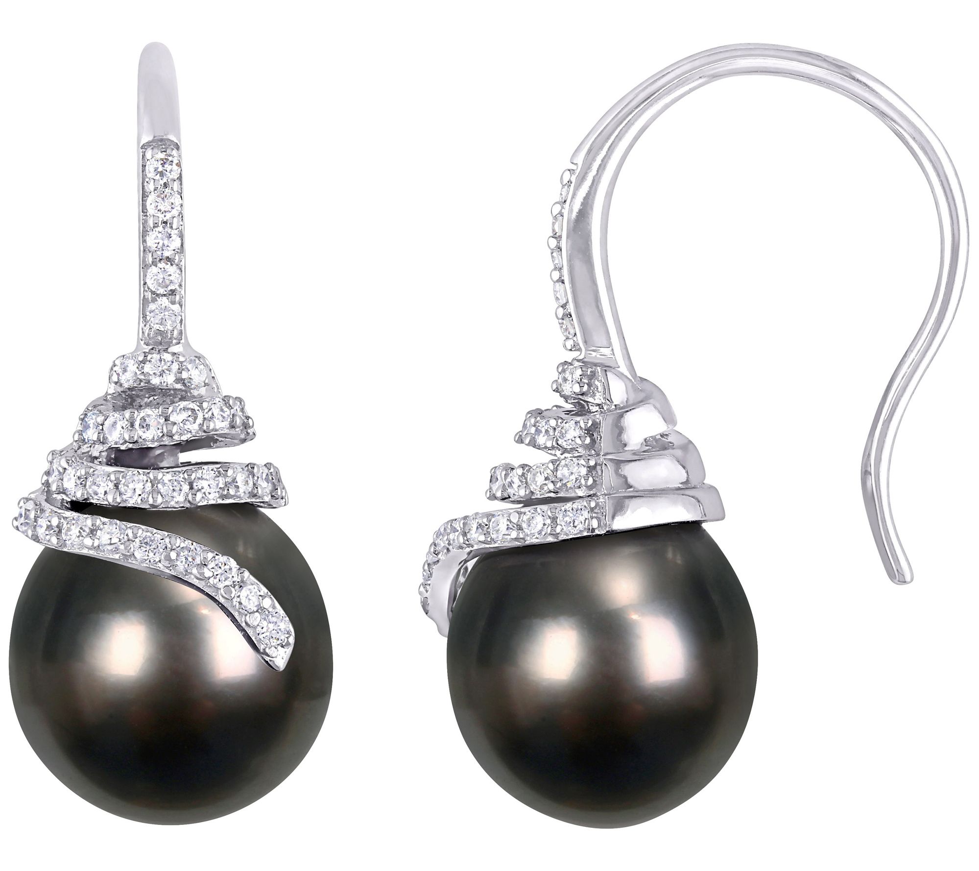 Bellini Black Pearl & Diamond Earrings, 14K White Gold