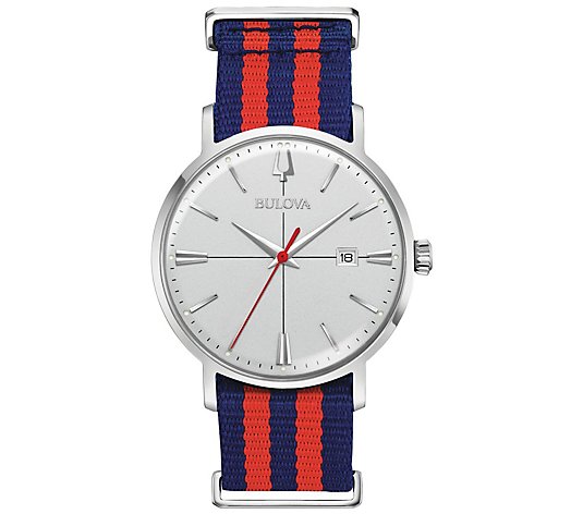 Bulova Men's AeroJet Blue & Red Nylon Strap Watch