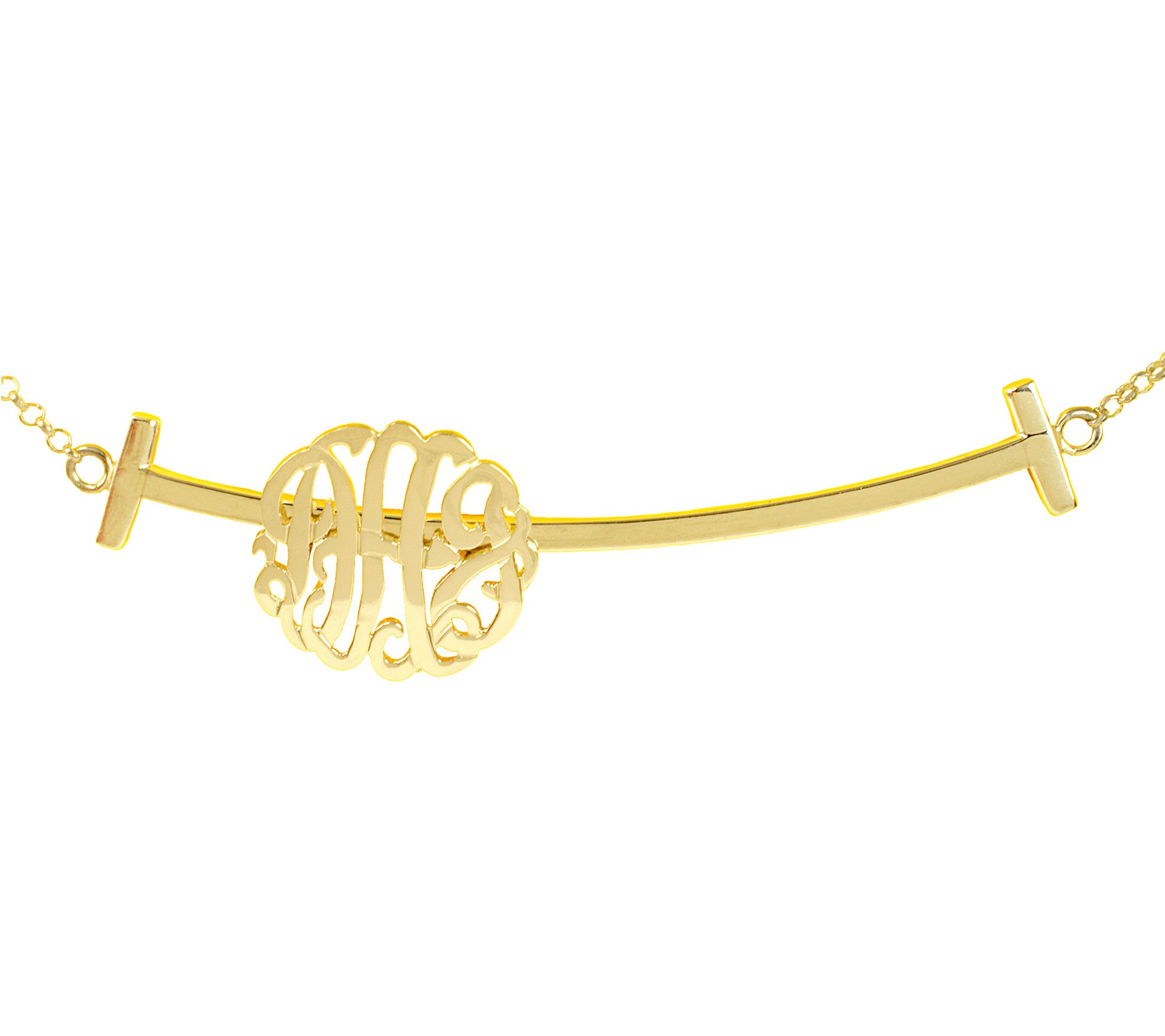 Personalized 14K-Plated Sterling Sliding Monogr am Necklace