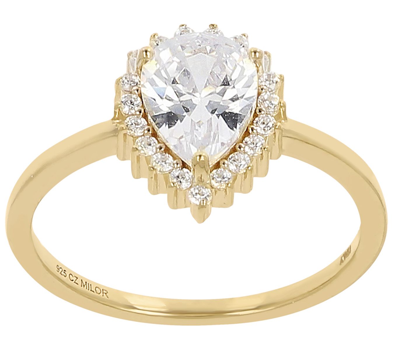 Diamonique 1.50 cttw Pear Cut Halo Ring, Sterli ng Silver