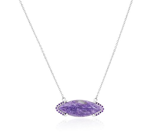 Generation Gems Sterling Silver Marquise Gemstone Necklace