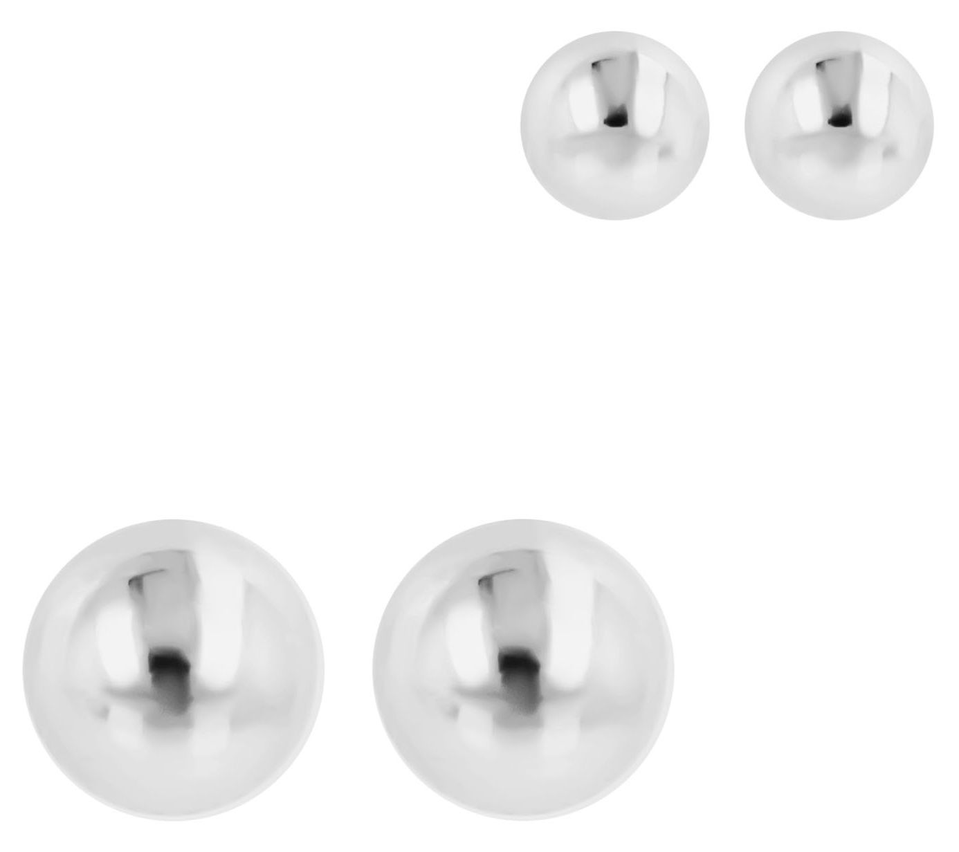 EternaGold 14k White Gold Polished Ball Stud Earings Set