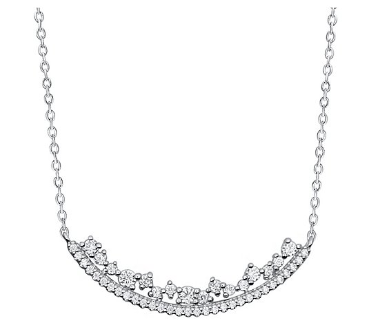 Diamond Crescent Bar Necklace, 14K White Gold