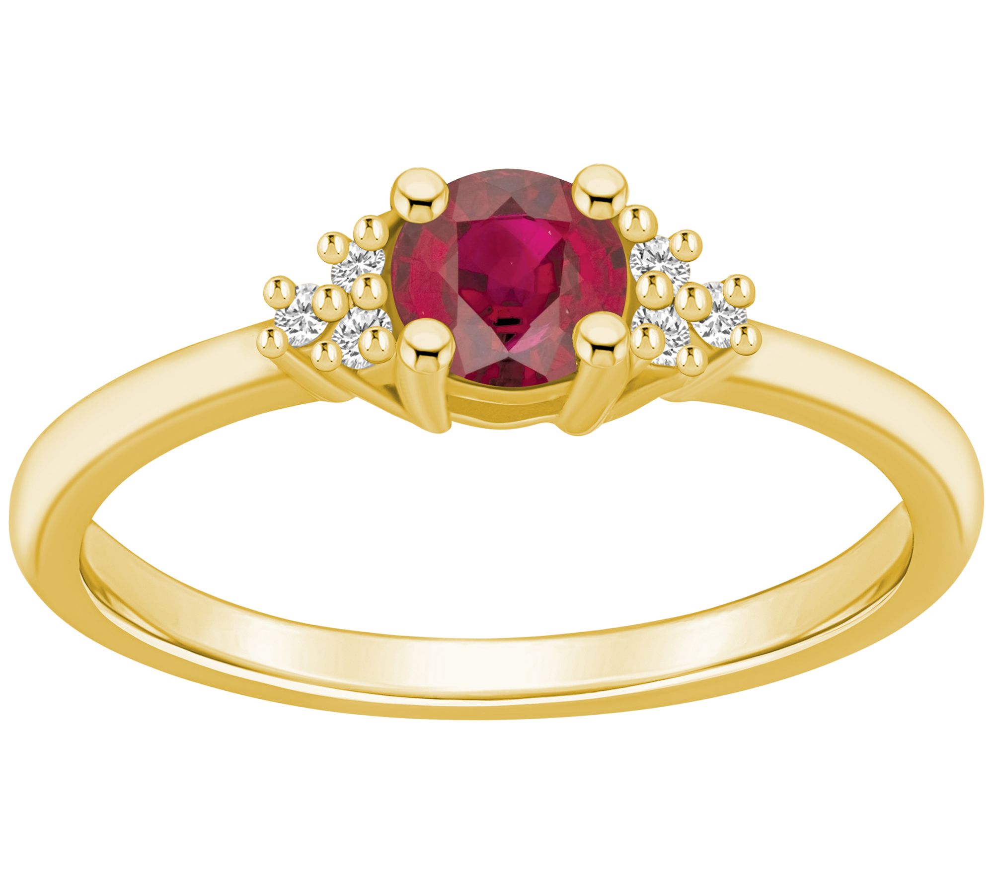 Affinity Gems Round Gemstone & Diamond Ring, 14K Gold