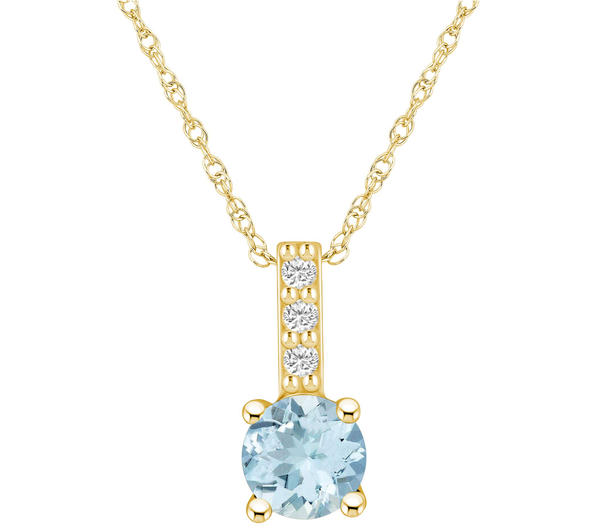 Affinity Gems Round Gemstone & Diamond Pendant w/ Chain, 14K