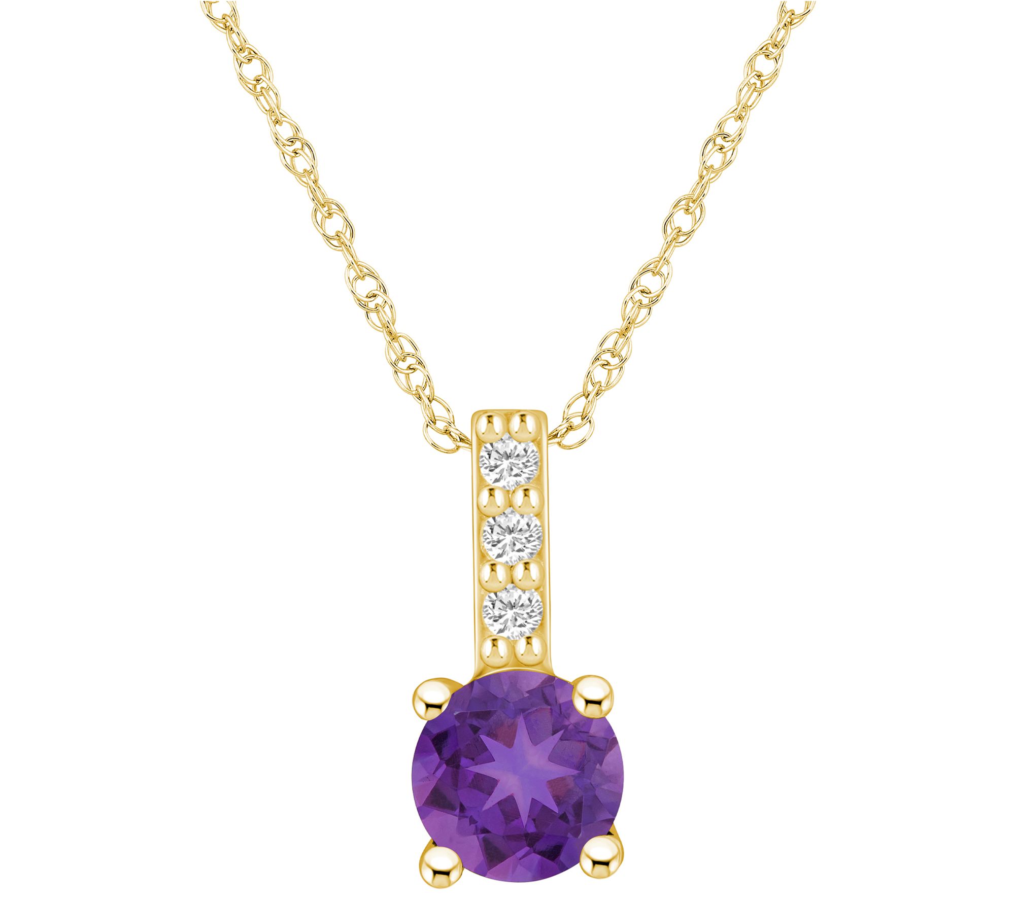 Affinity Gems Round Gemstone & Diamond Pendant w/ Chain, 14K