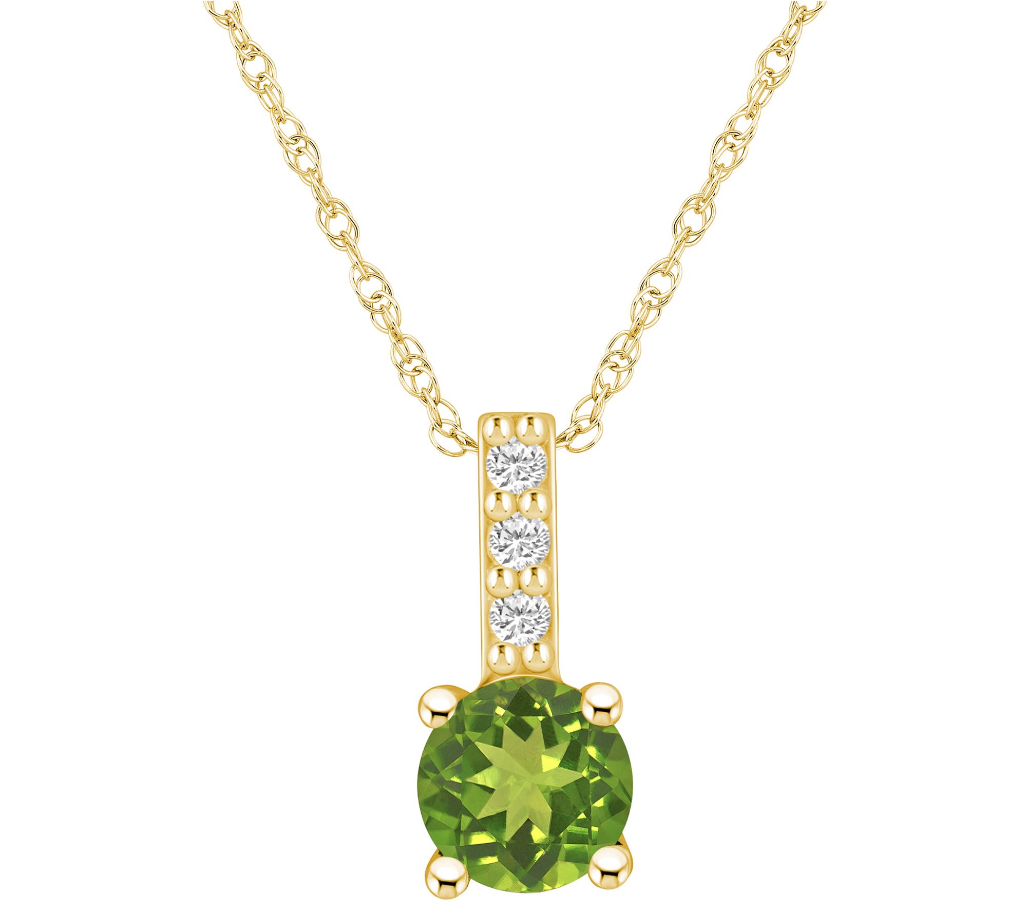 Affinity Gems Round Gemstone & Diamond Pendant w/ Chain, 14K