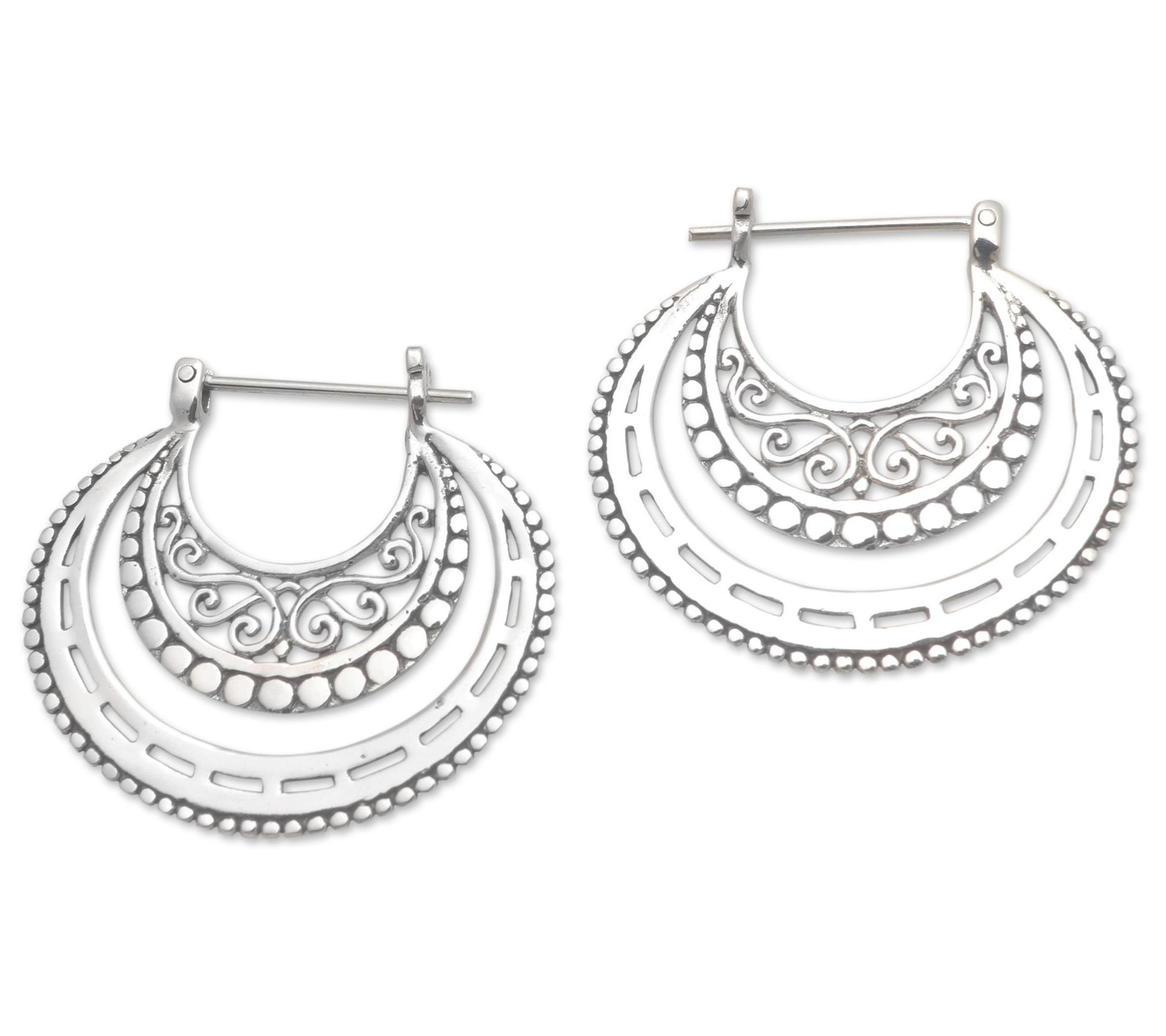 Novica Artisan Crafted Sterling Silver Amazing Curves Earrings