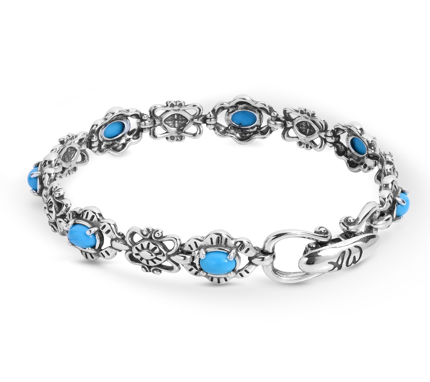 American West Sterling Santa Fe Sunrise Gemstone Link Bracelet