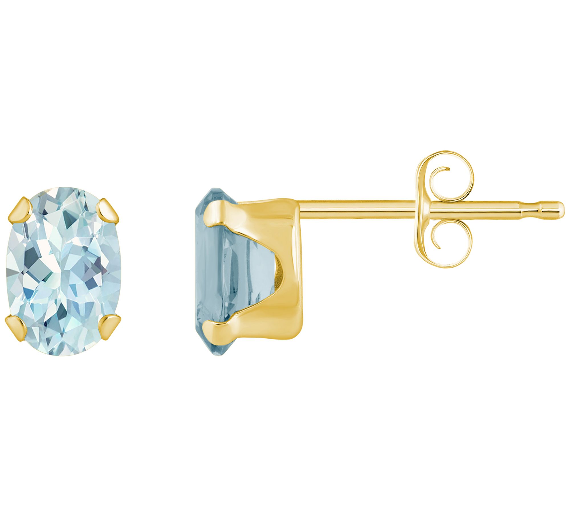 Affinity Gems Oval Aquamarine Stud Earrings, 10K White Gold