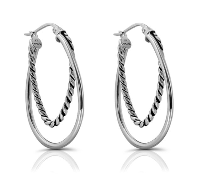 Or Paz Sterling Silver Freeform Double Hoop Earrings