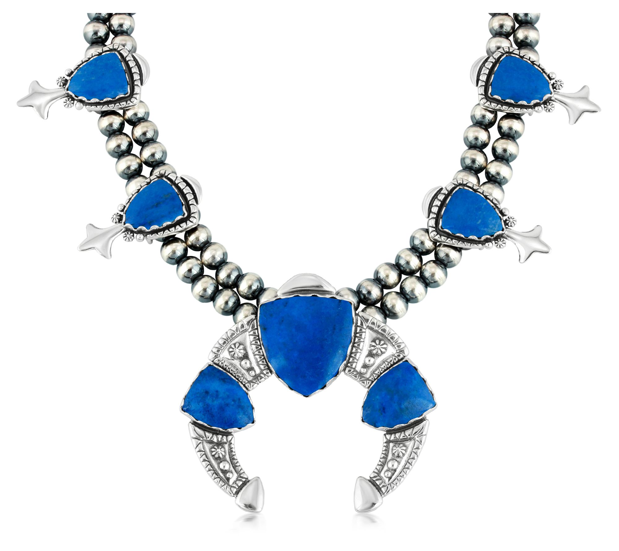 American West Sterling Gemstone Squash Blossom Necklace