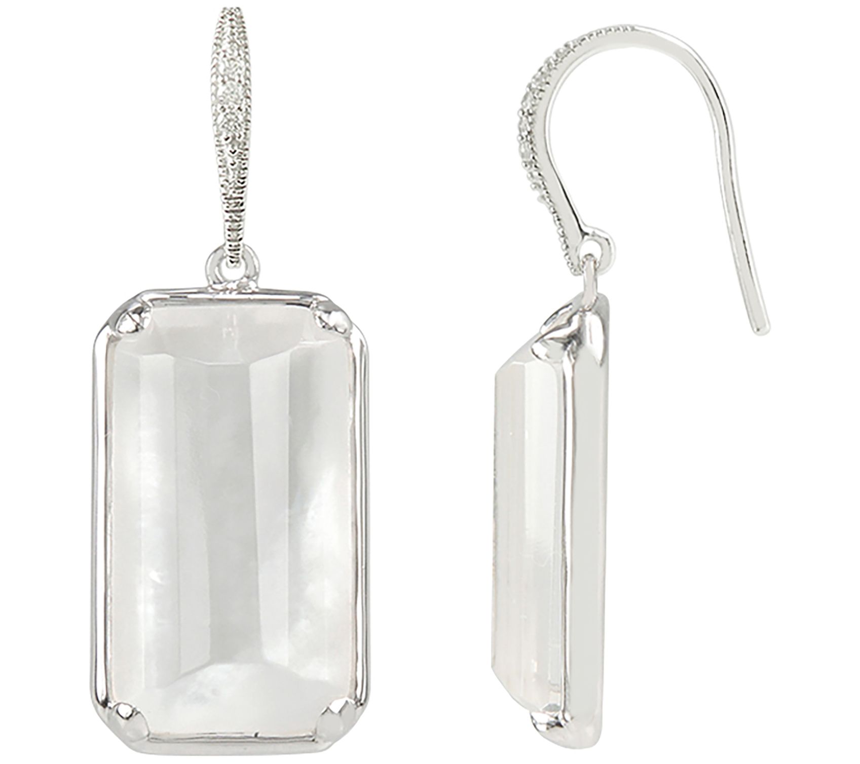 Diamonique Crystal Mother of Pearl Doublet Earrings, Sterling