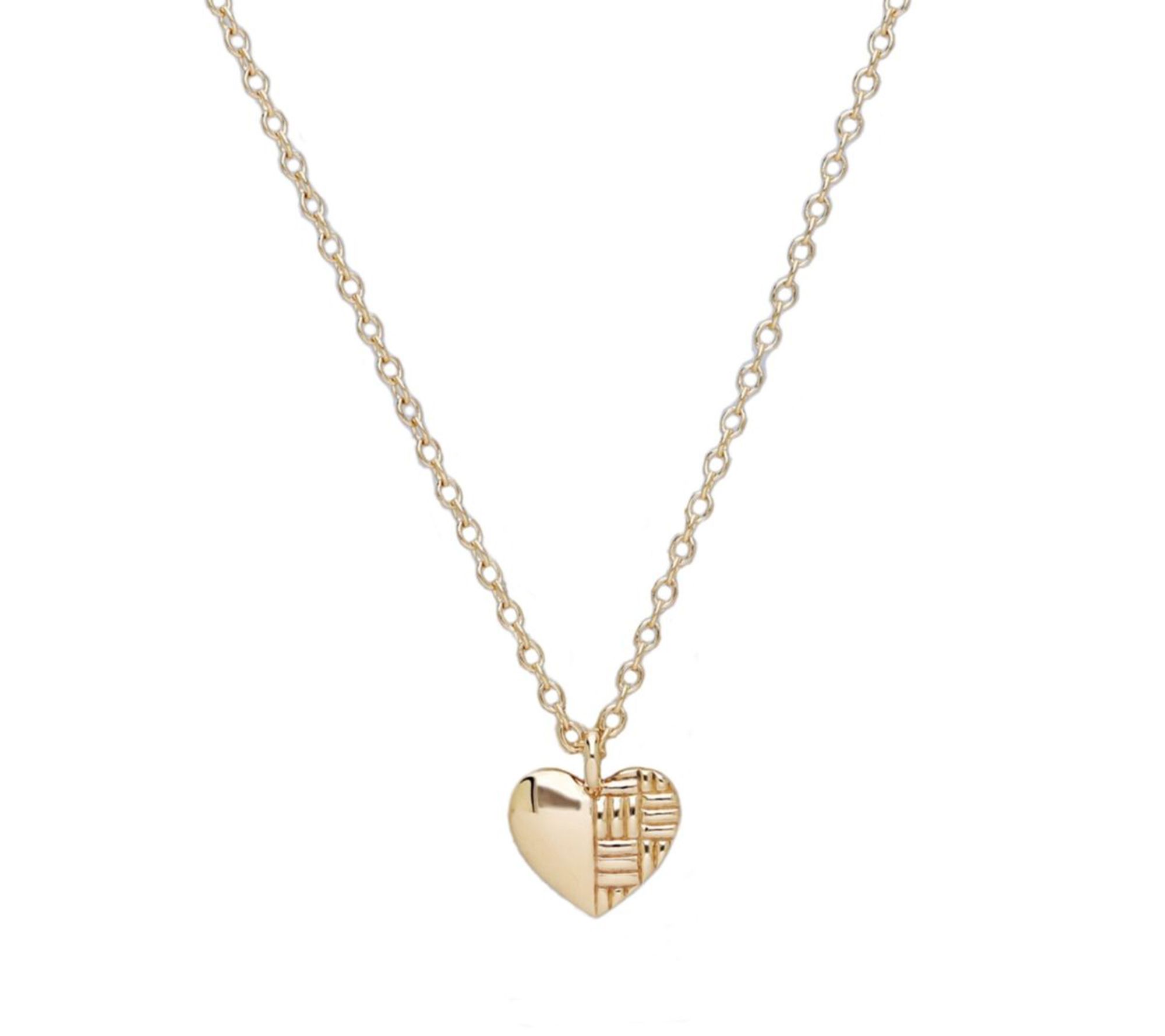 Ariva 14K Gold Basketweave Heart Pendant w/ Chain