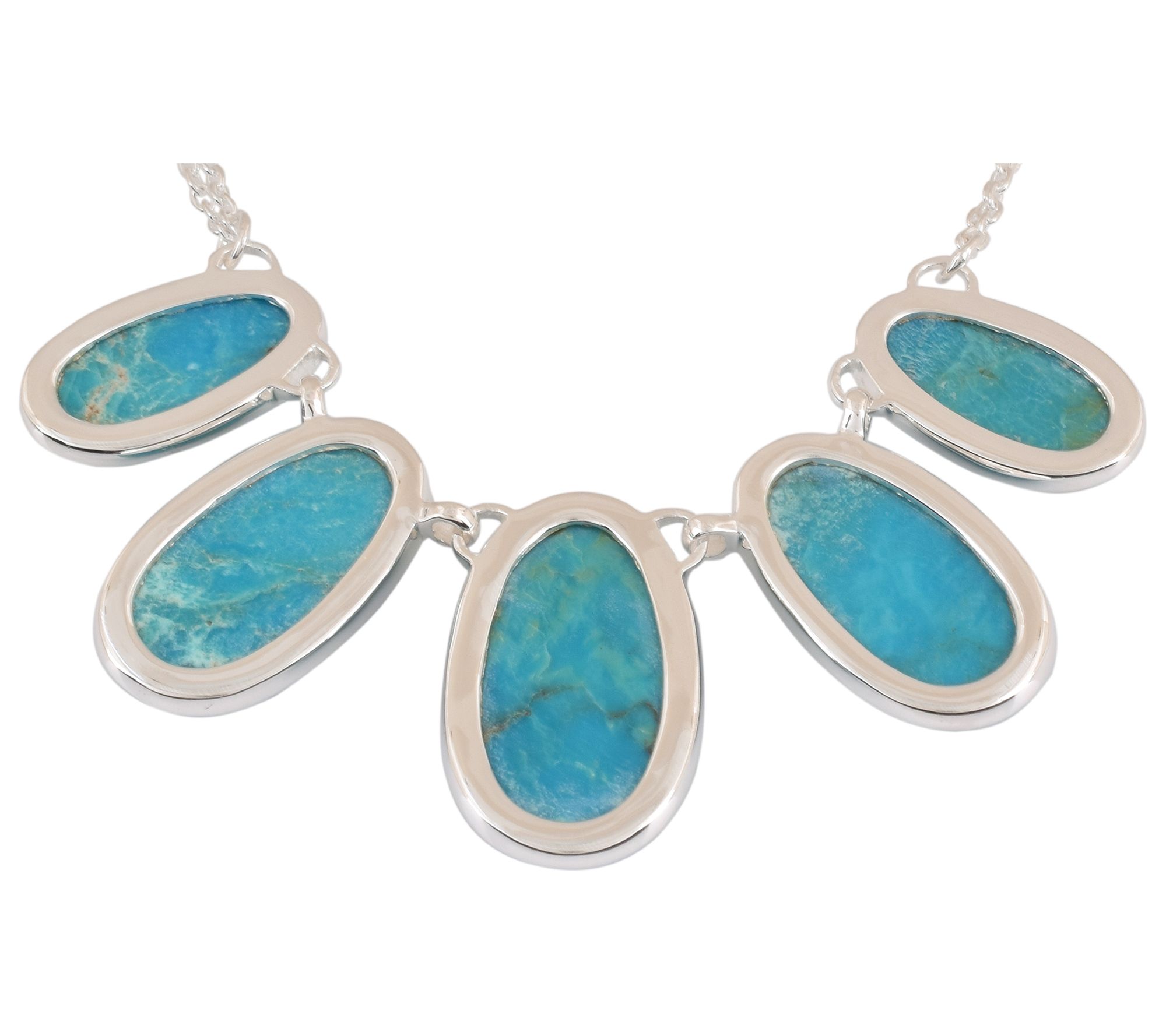 Affinity Gems 5-Stone Turquoise Necklace, Sterling Silver