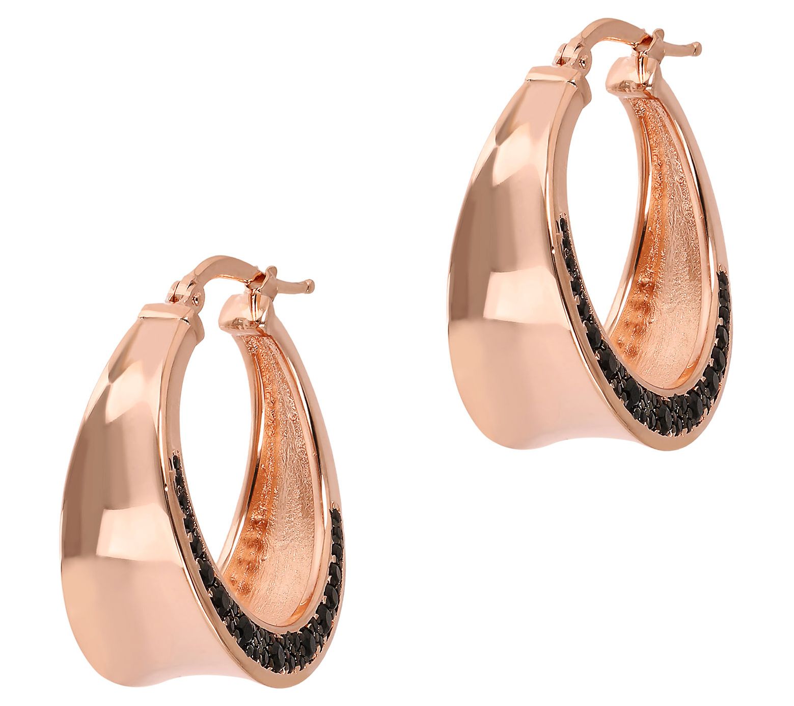 Diamonique x Bronzo Italia Hoop Earrings, 18K Rose Plated