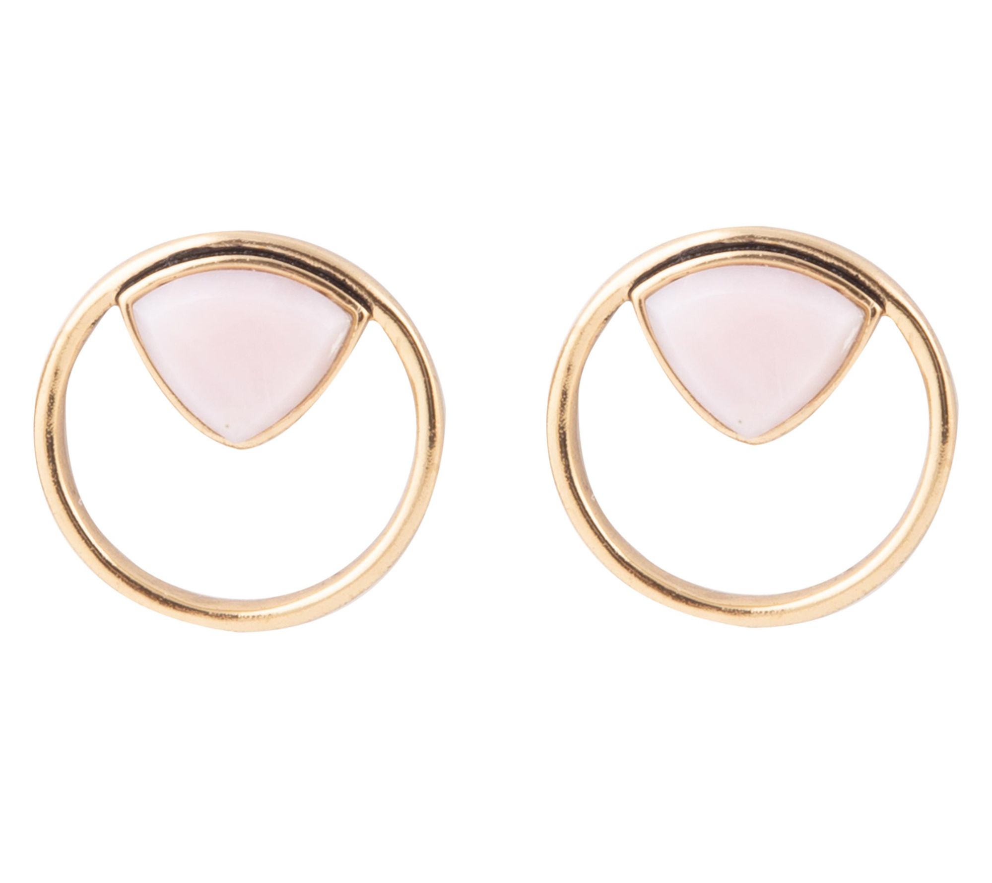 Barse Artisan Crafted Circle Pink Opal Stud Earrings