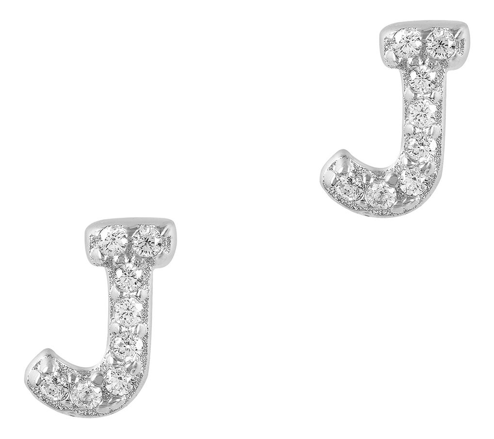 Diamonique Pave Initial Stud Earrings, Sterling