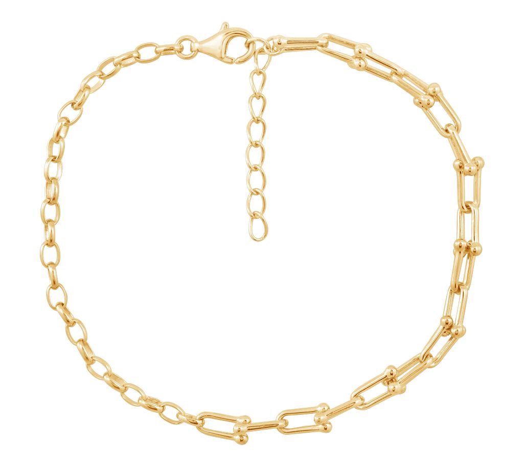 14K Gold Plated Oval & Horseshoe Chain Bracelet