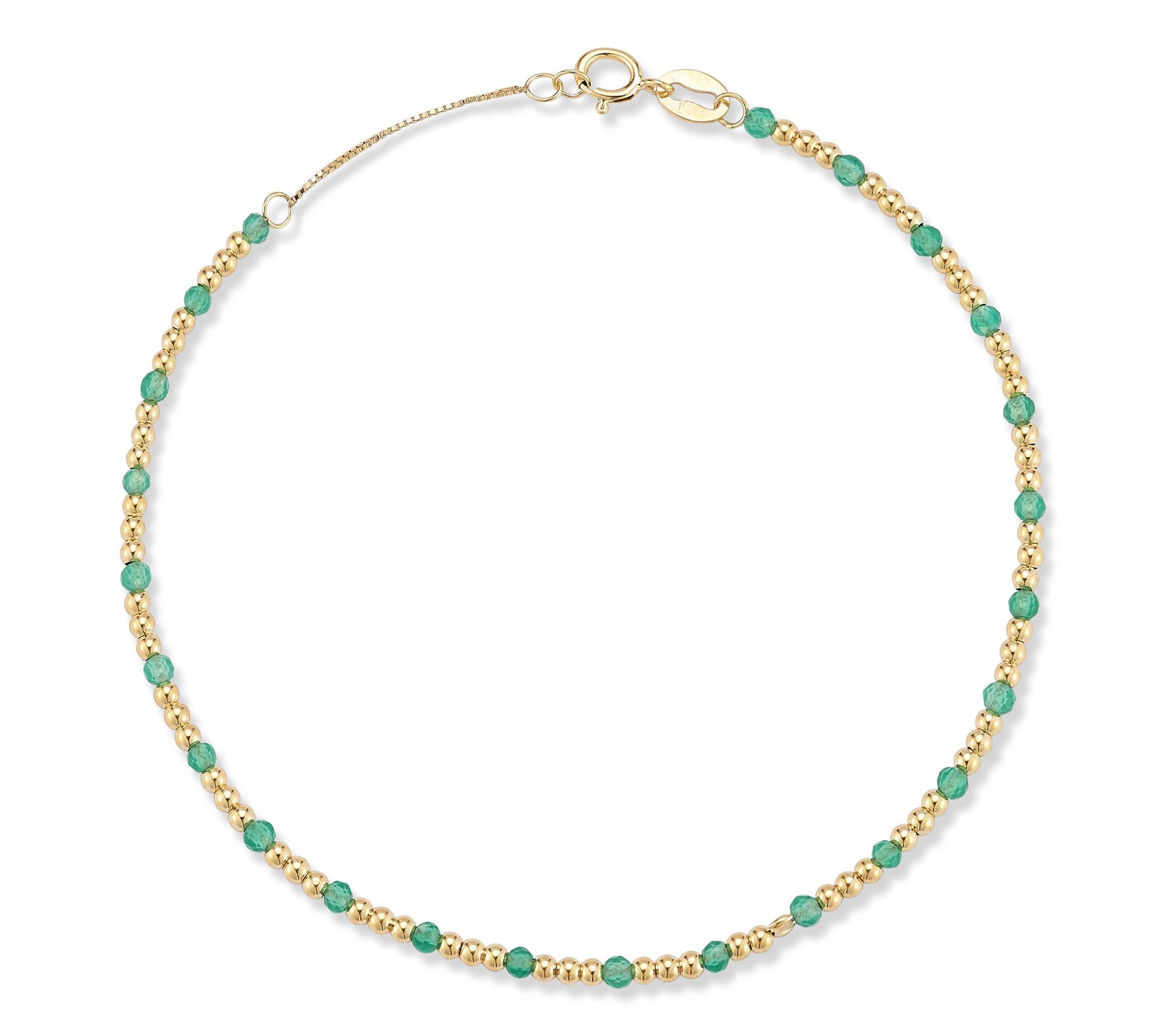 Italian Gold Chalcedony Bead Bracelet, 14K