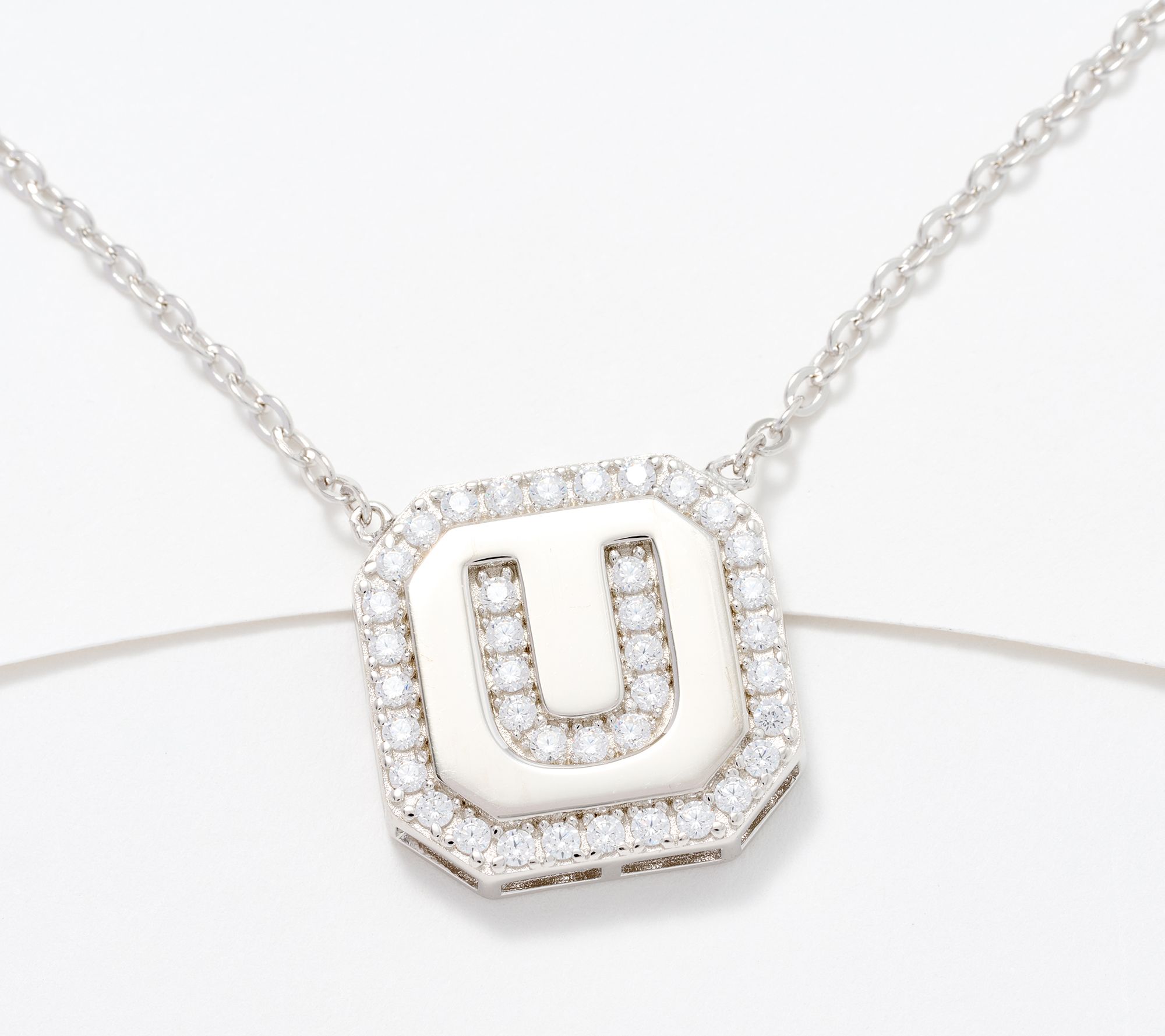 "As Is" Diamonique x Jennifer Miller Pave Initial Necklace, SS