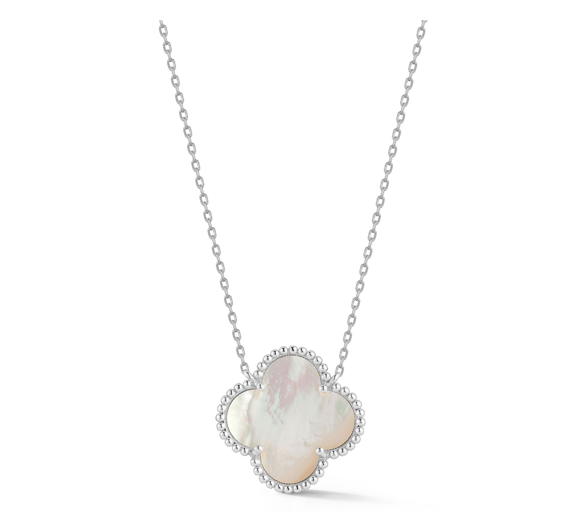 Sterlina Silver Simulated Gemstone Clover Necklace, Sterling