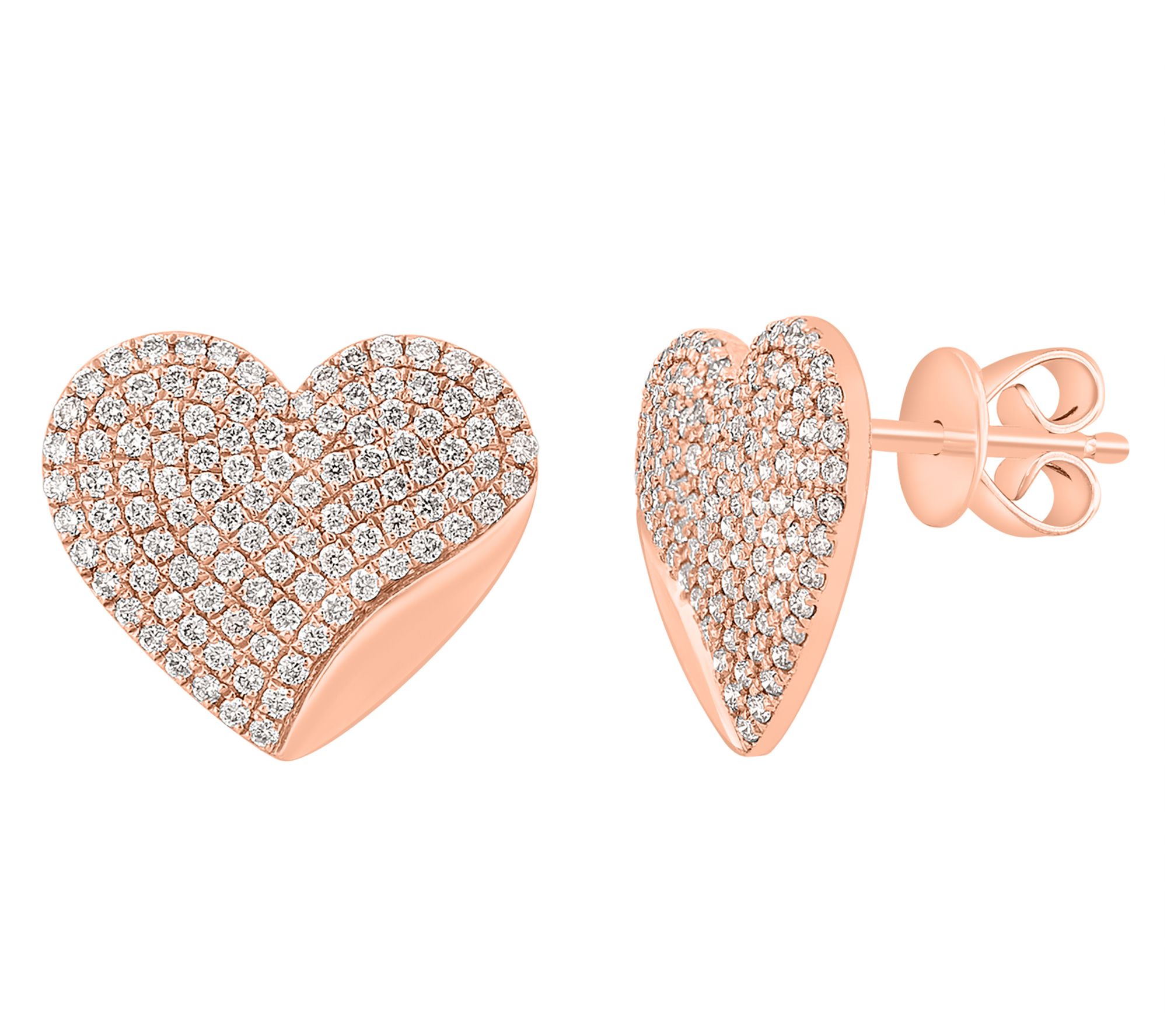 Effy 0.60 cttw Diamond Heart Stud Earrings, 14KRose Gold