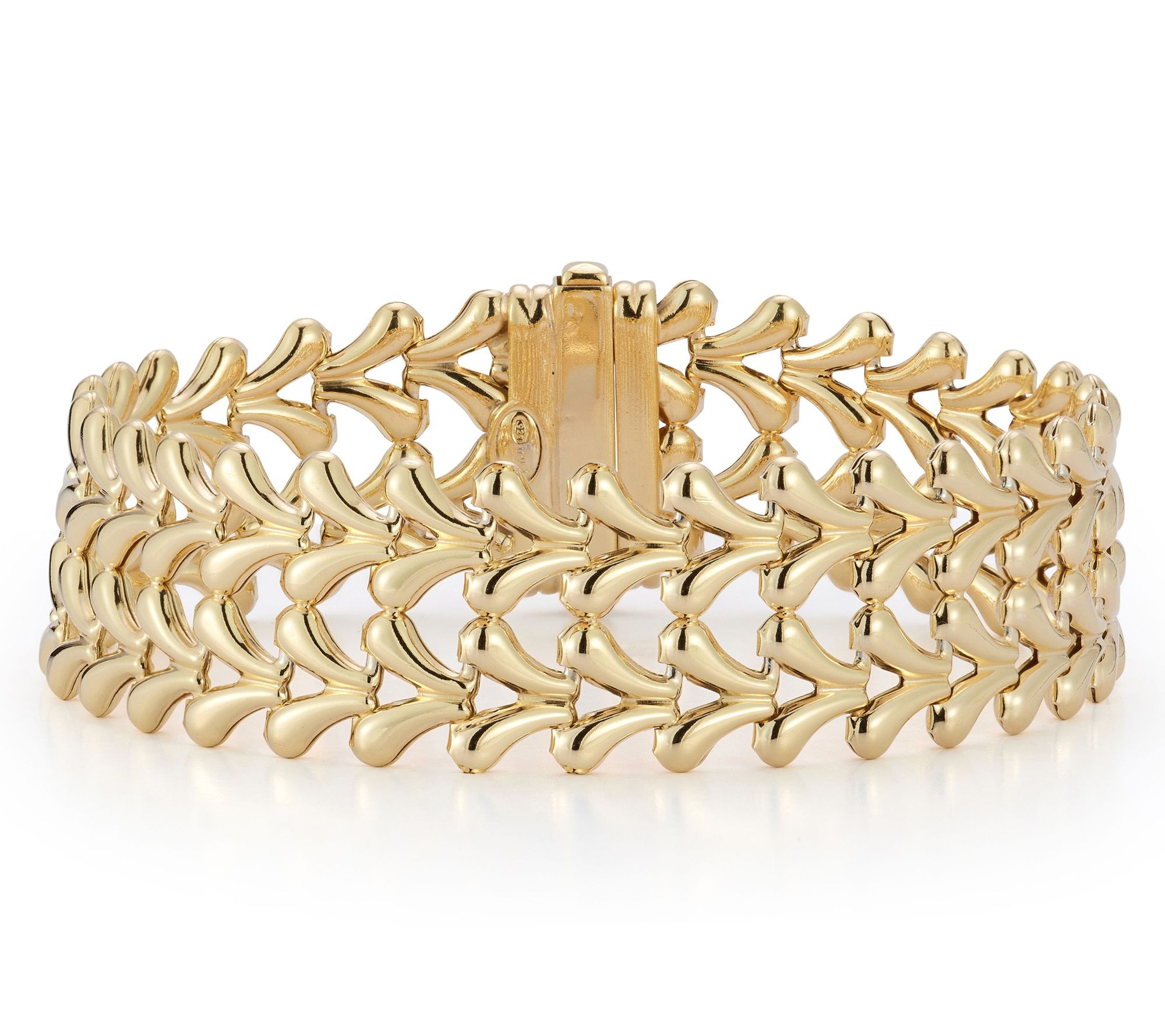 Italian Silver Double Row V-Link Chain Bracelet, Sterling