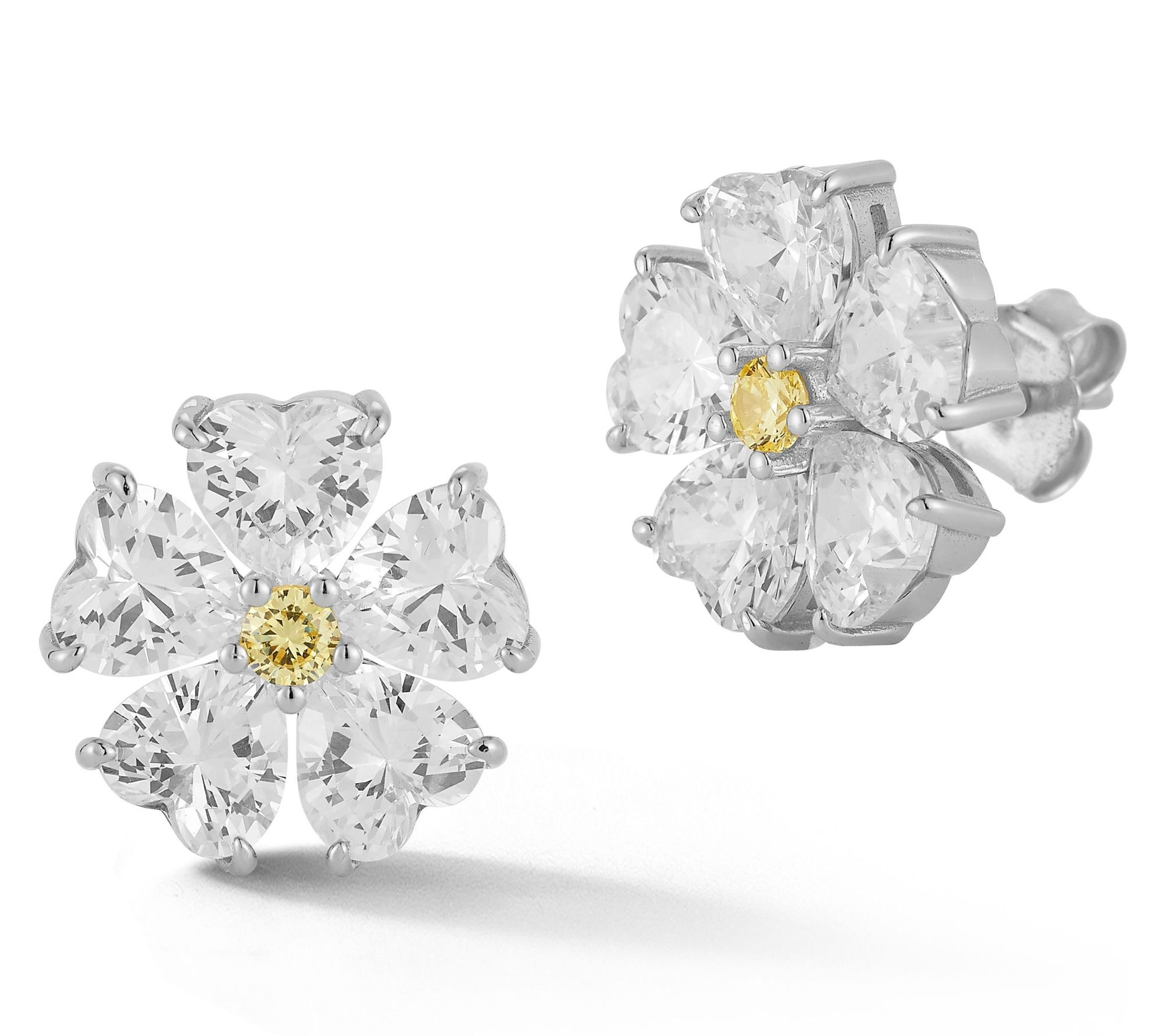 Rachel Zoe Heart Flower Stud Earrings, Sterling