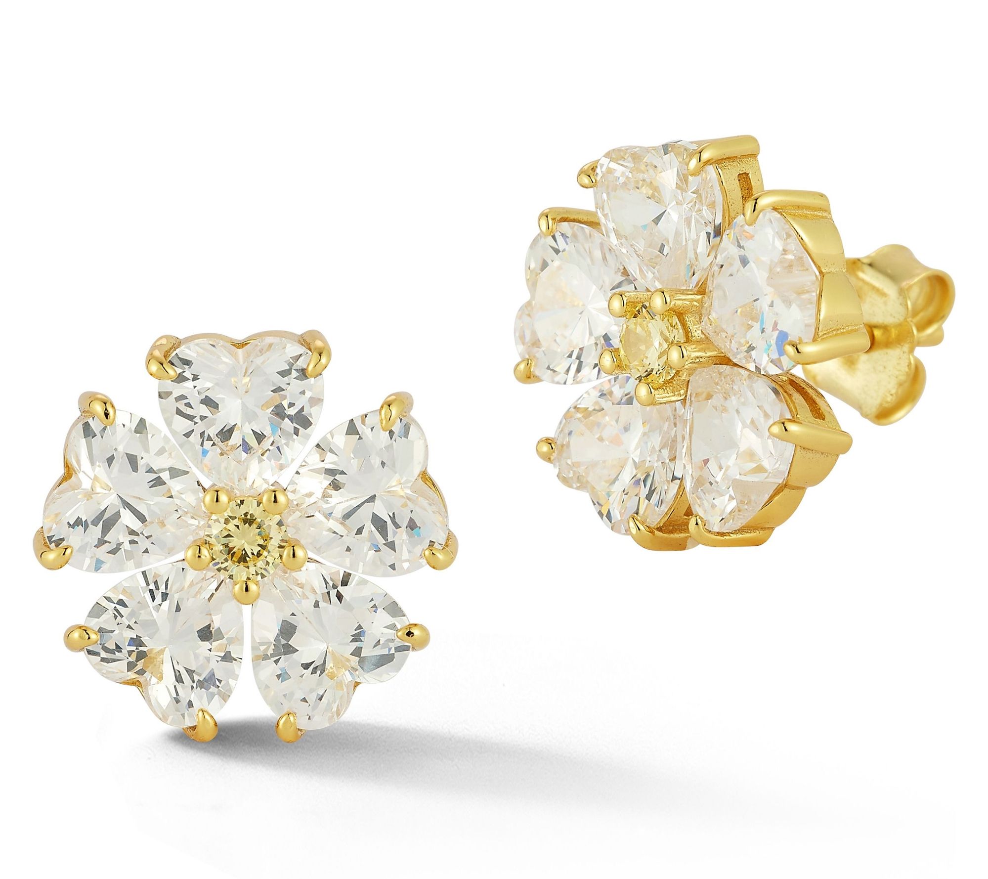 Rachel Zoe Heart Flower Stud Earrings, Sterling