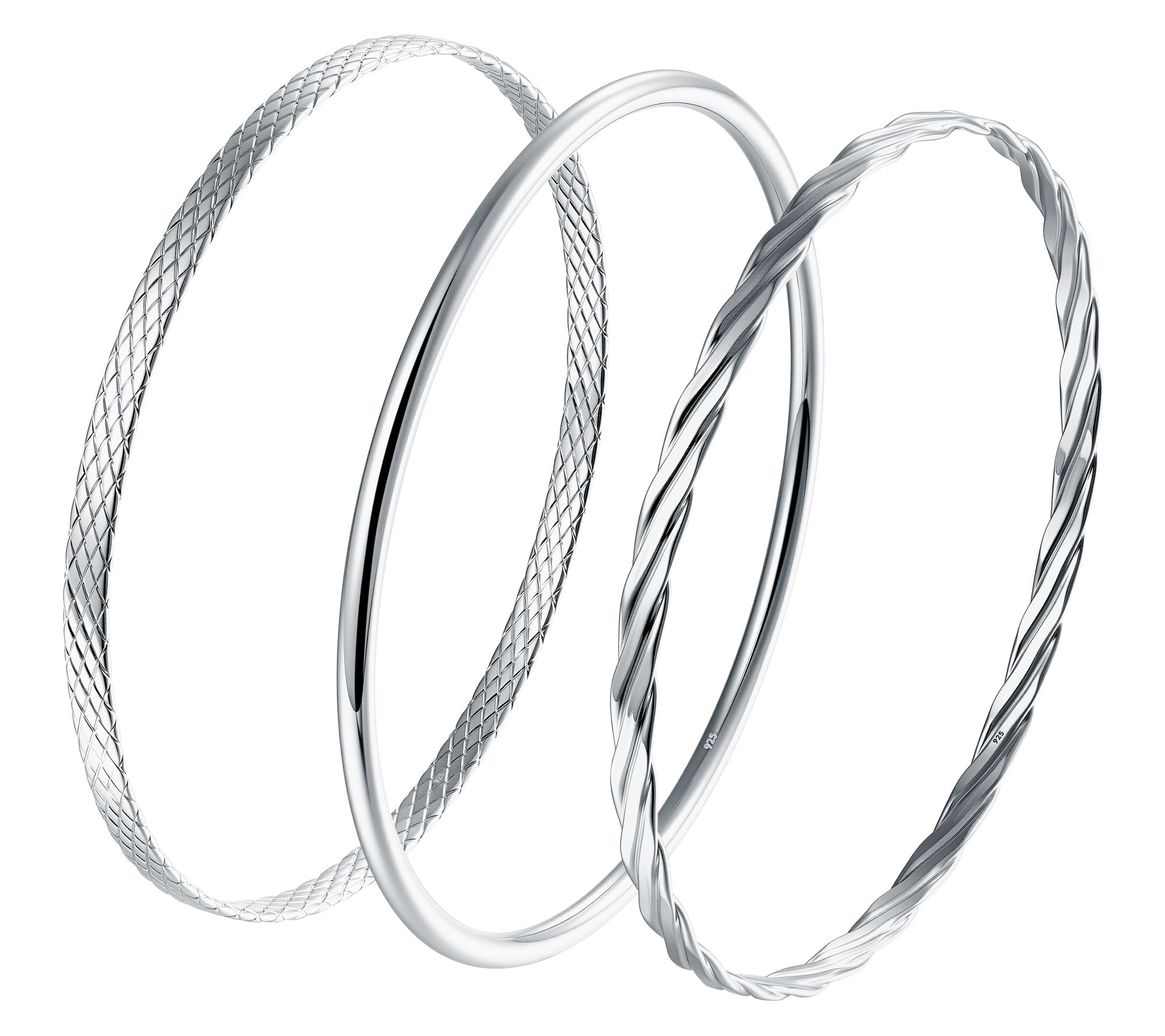 Silver Style Set of 3 Bangles, Sterling