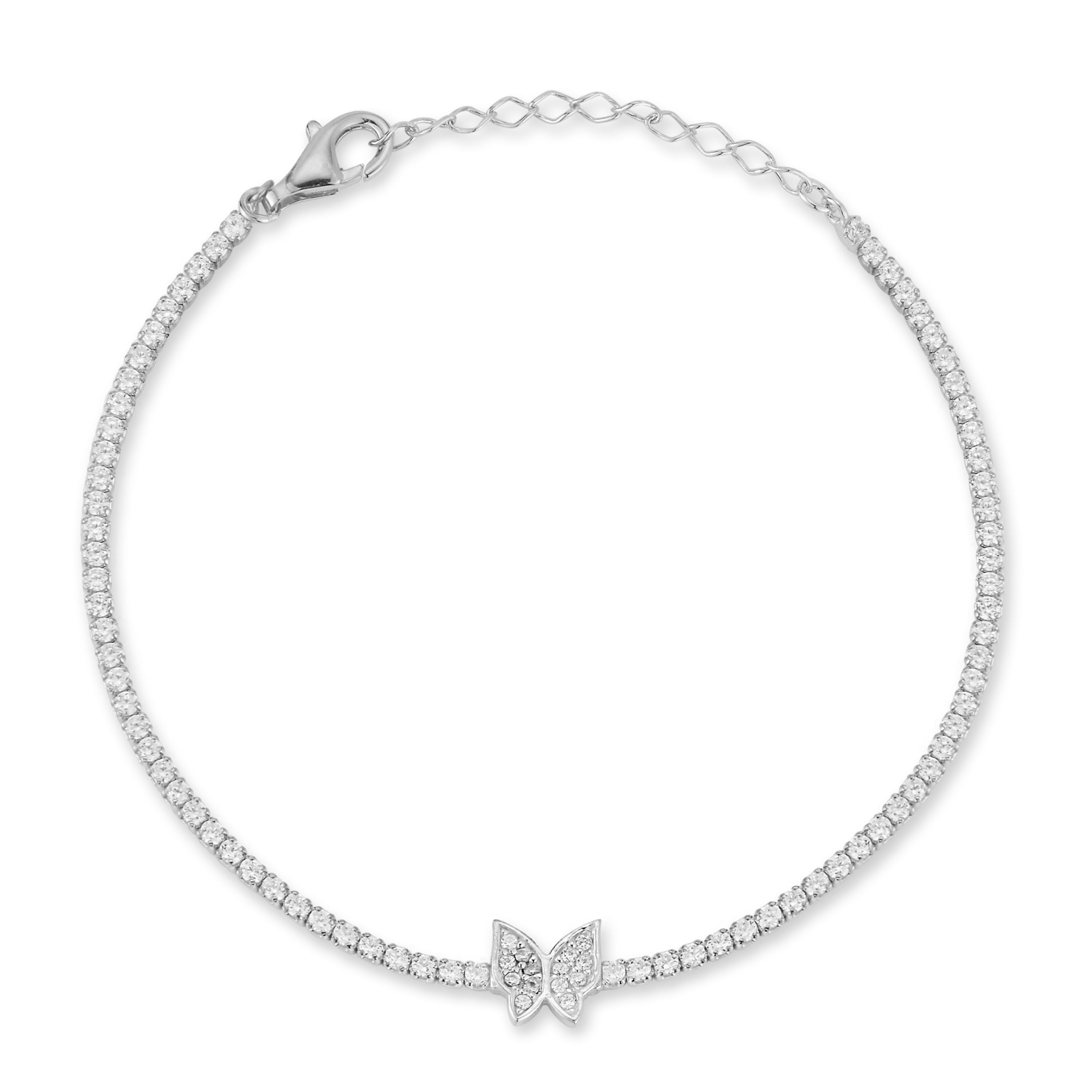 Sterlina Silver Butterfly Tenn is Bracelet, St erling