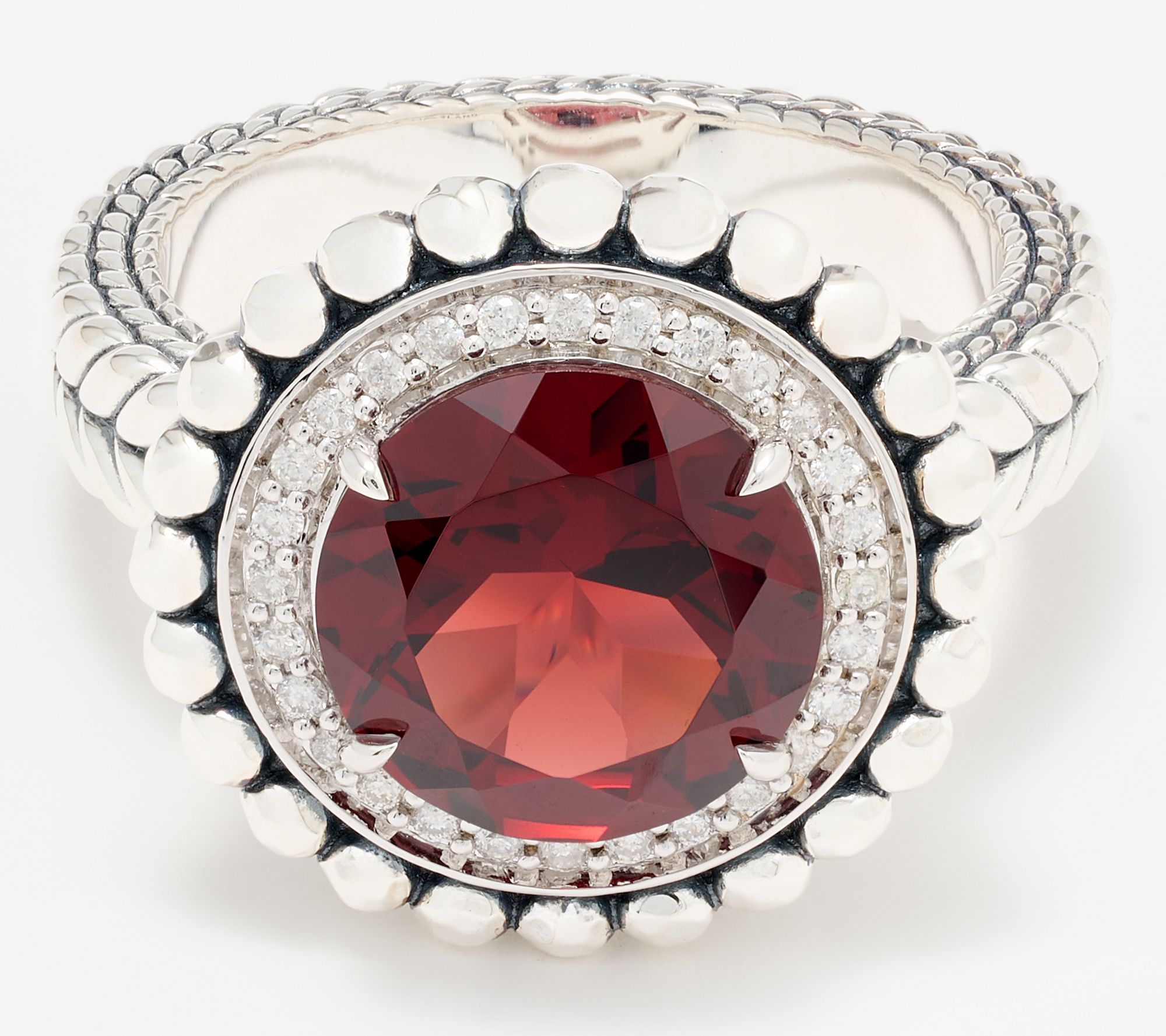 JAI Sterling Silver Gemstone & Diamond Shimmer Bead Ring