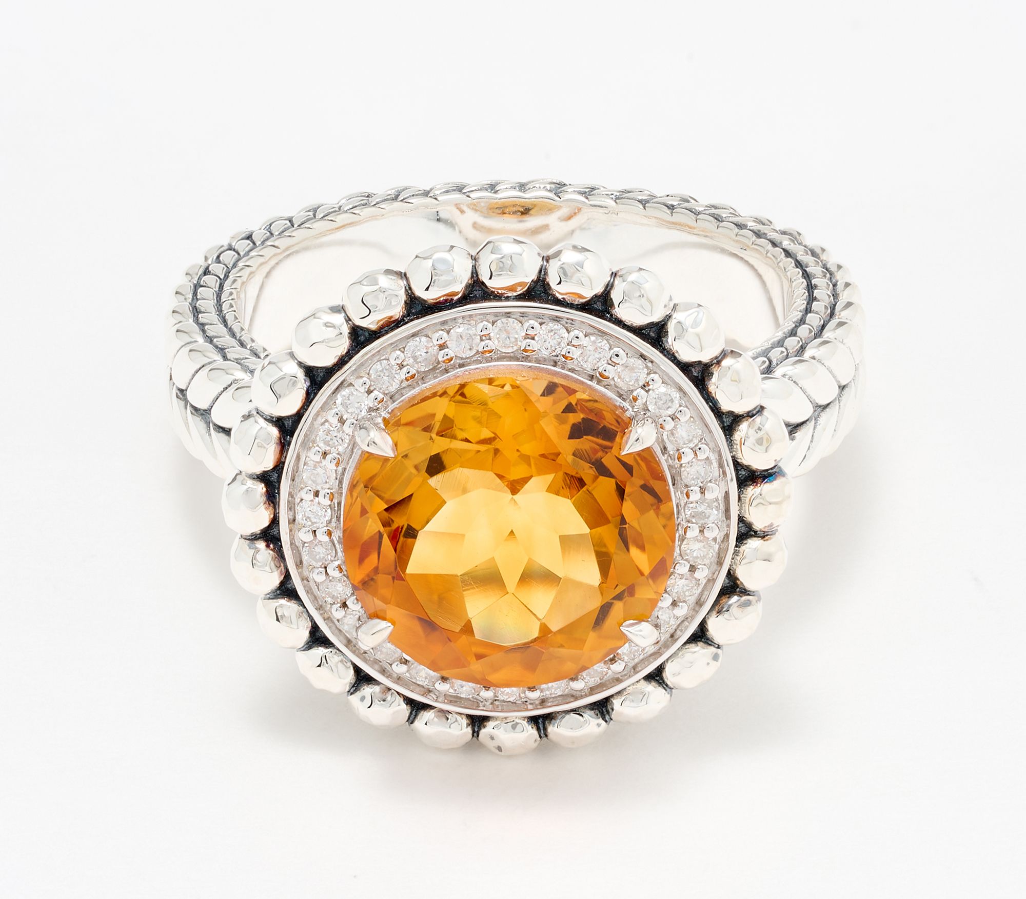 JAI Sterling Silver Gemstone & Diamond Shimmer Bead Ring