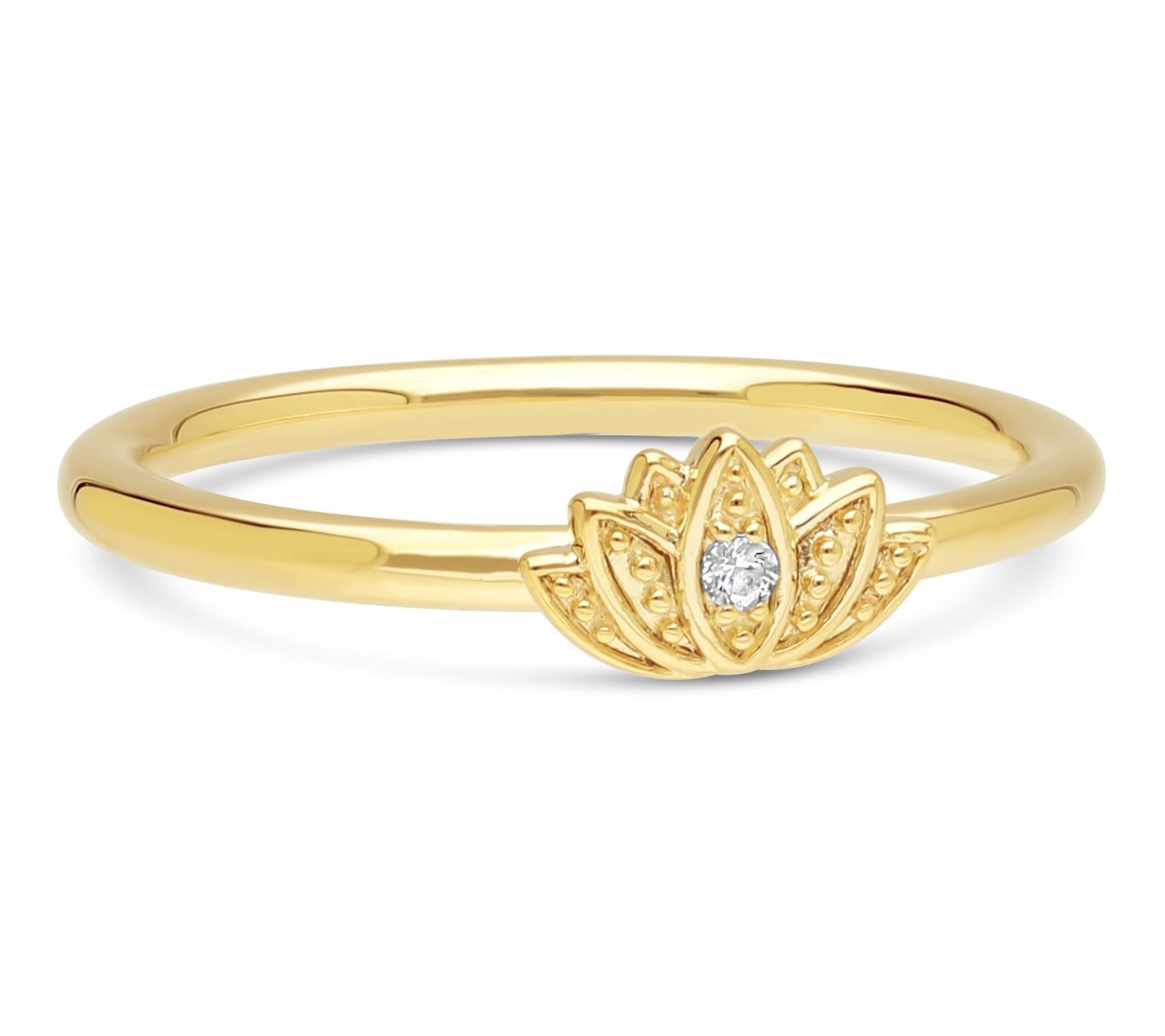 Goddaughters Silver 14K Clad White Topaz LotusRing