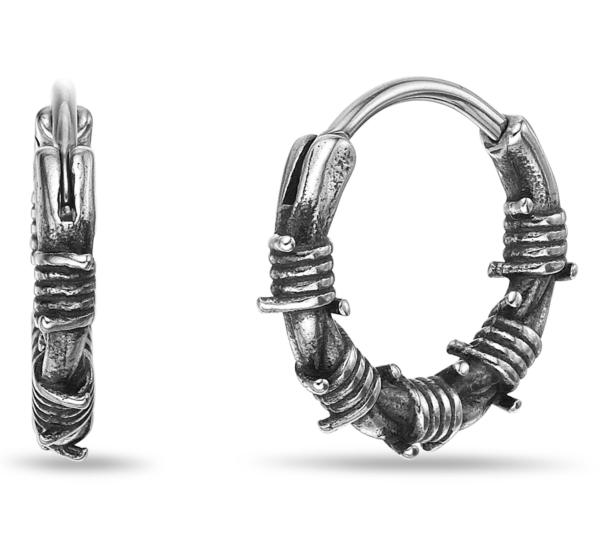 LYNX Men's Stainless Steel Edgy Hoop Earrings