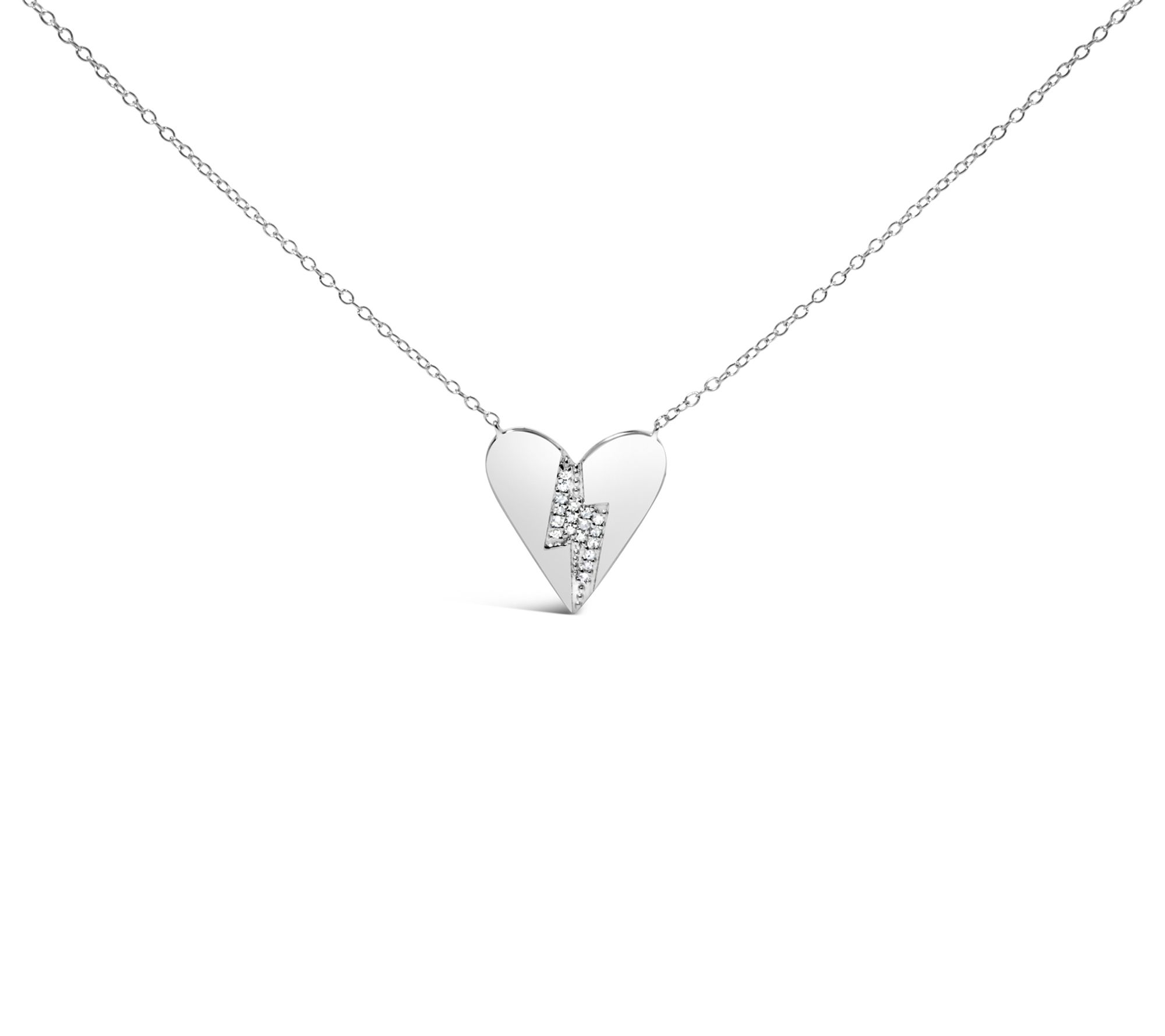 Haus of Brilliance Diamond Broken Heart Necklace, Sterling