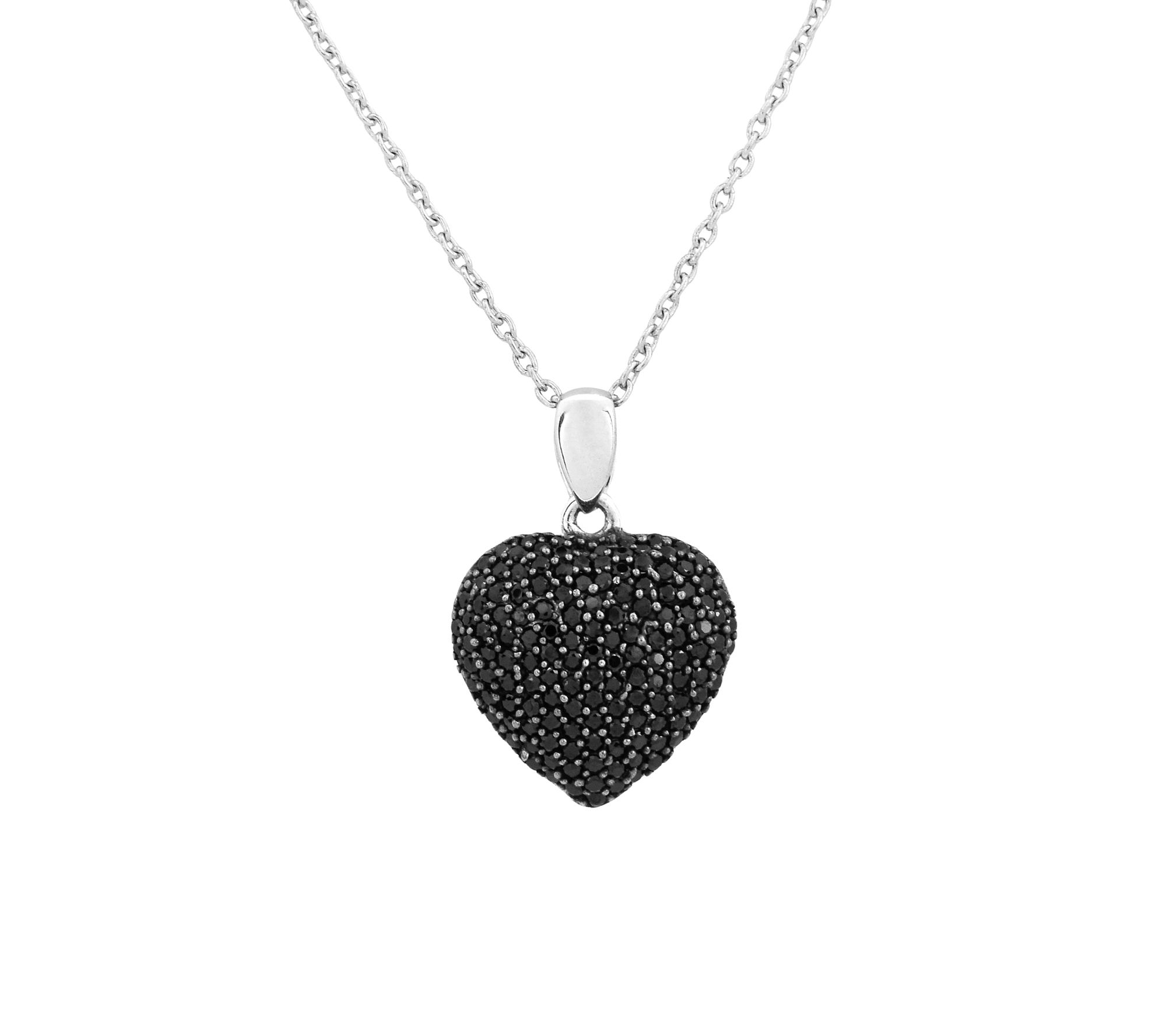 Affinity Gems Pave Spinel Heart Pendant w/ Chain, Sterling