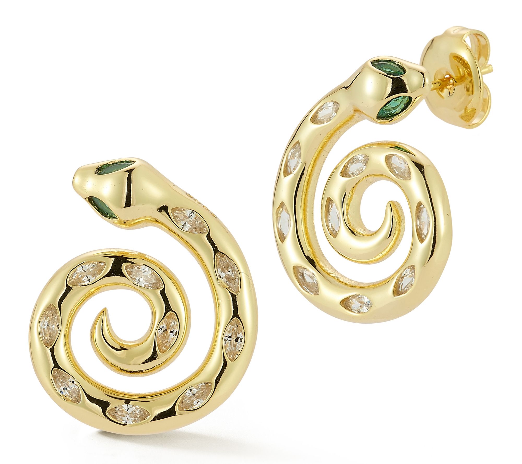 Sterlina Silver Spiral Snake Stud Earrings, Sterling