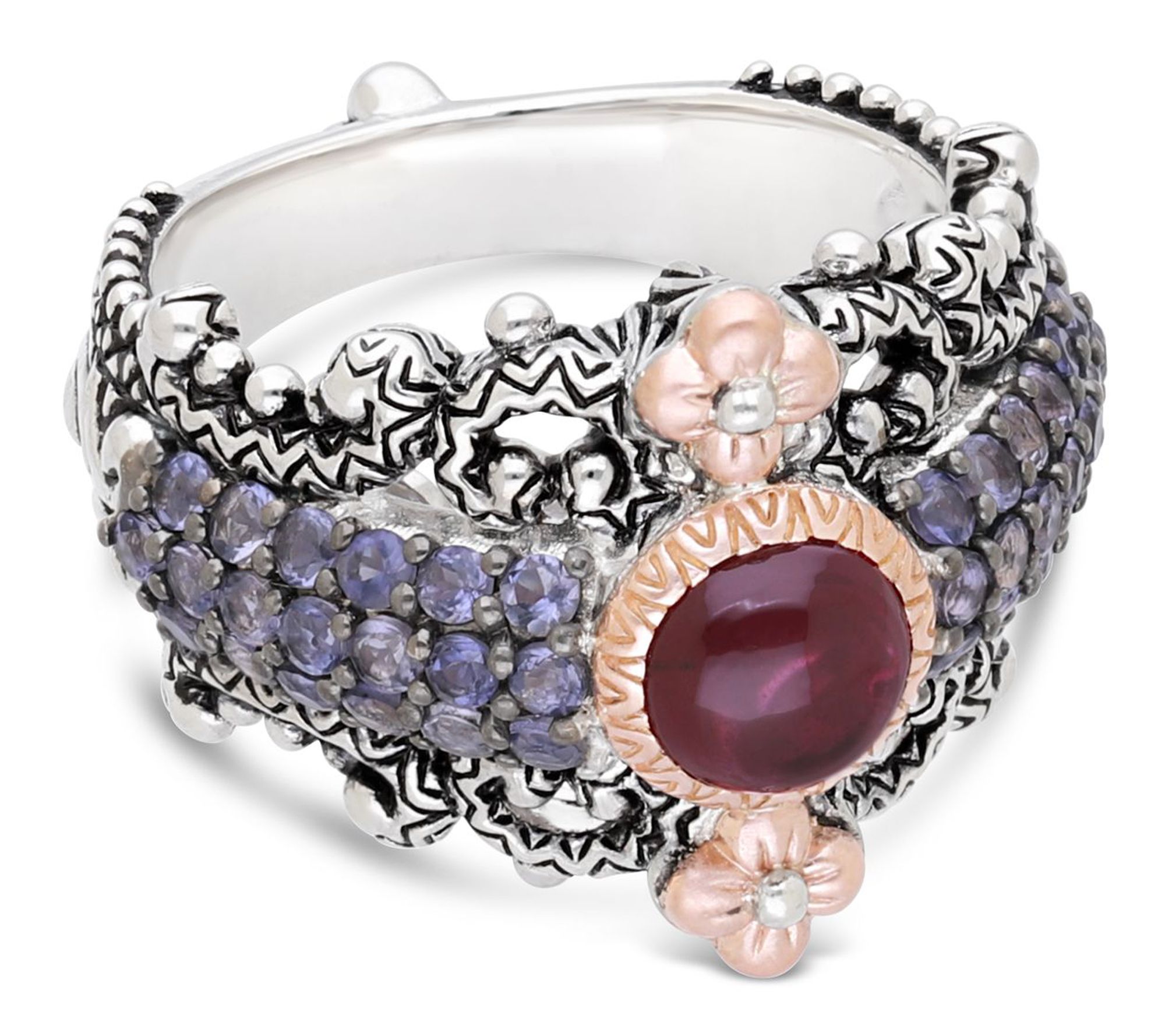 Barbara Bixby Sterling & 18K Rhodlite & IoliteRing