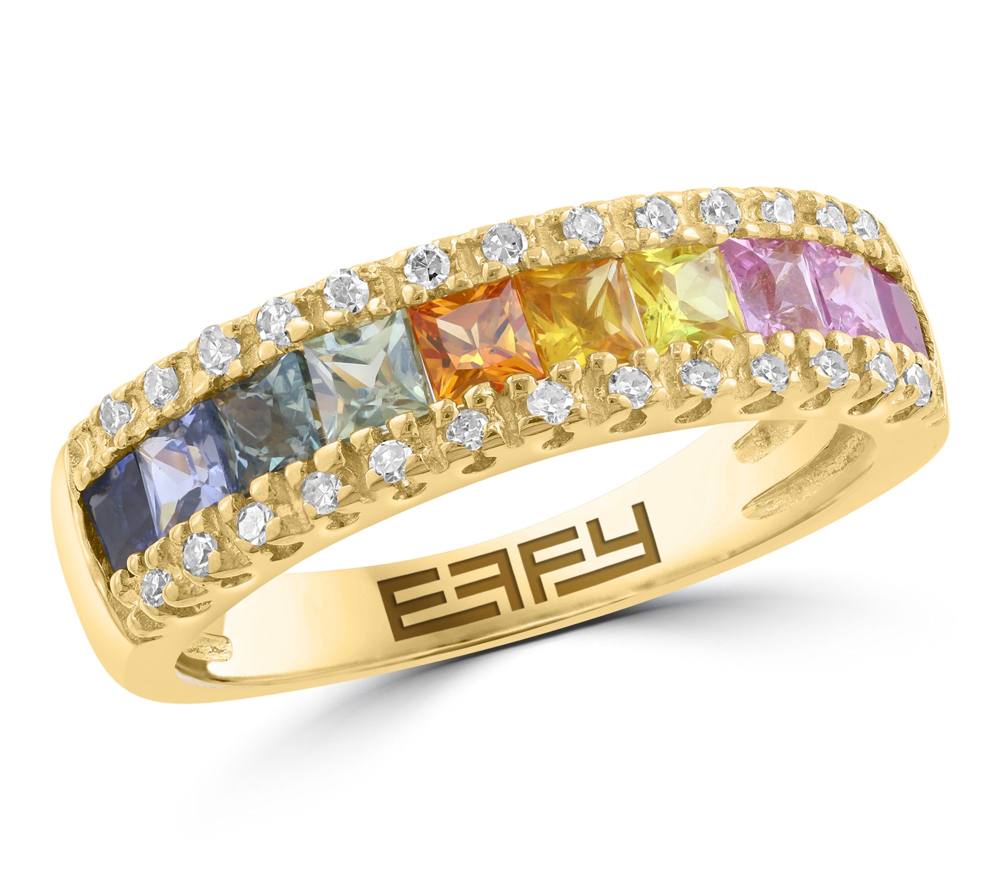 Effy Diamond & Multi-Sapphire Band Ring, 14K God