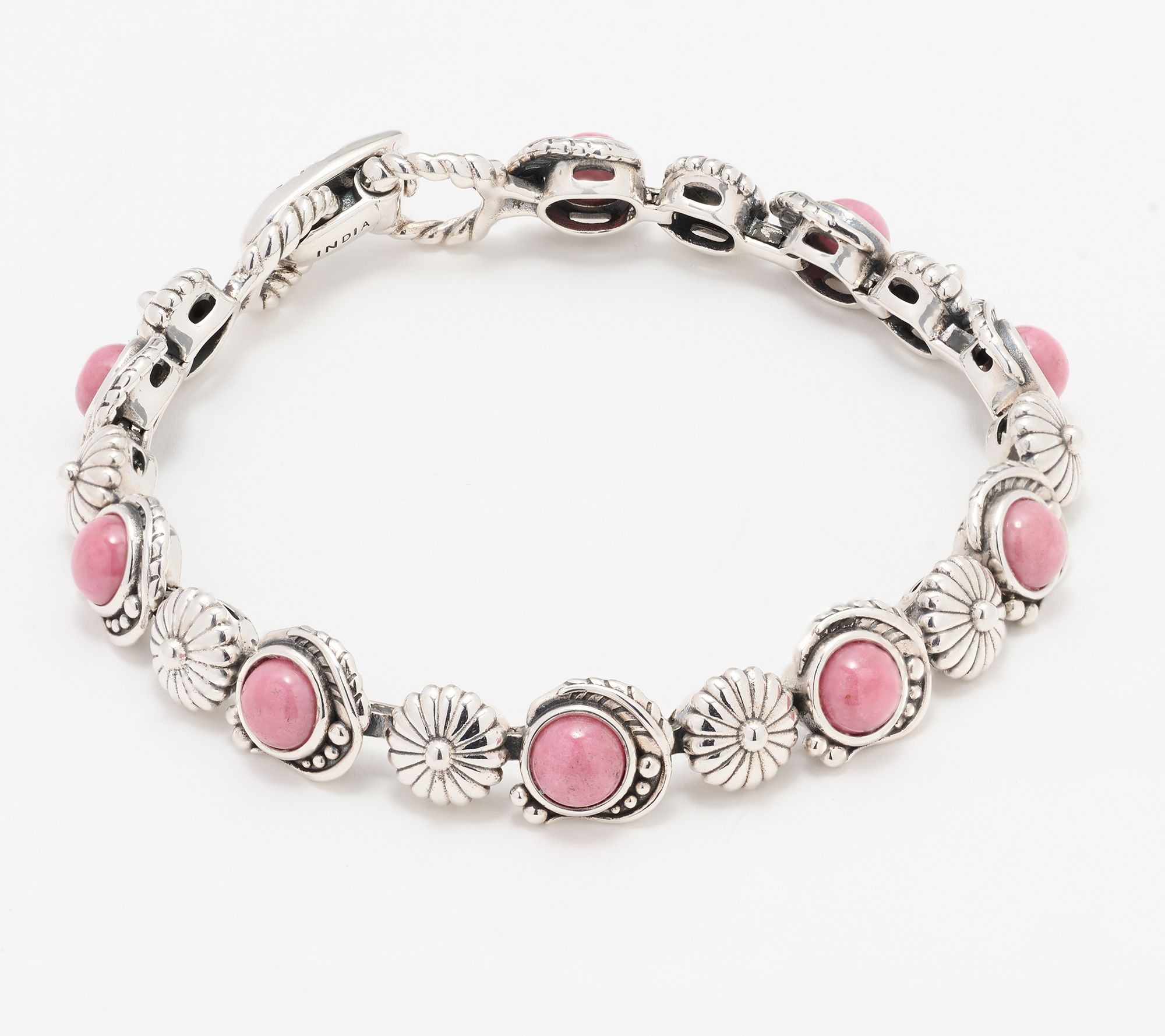 American West Sterling Leaf & Concha Gemstone Link Bracelet