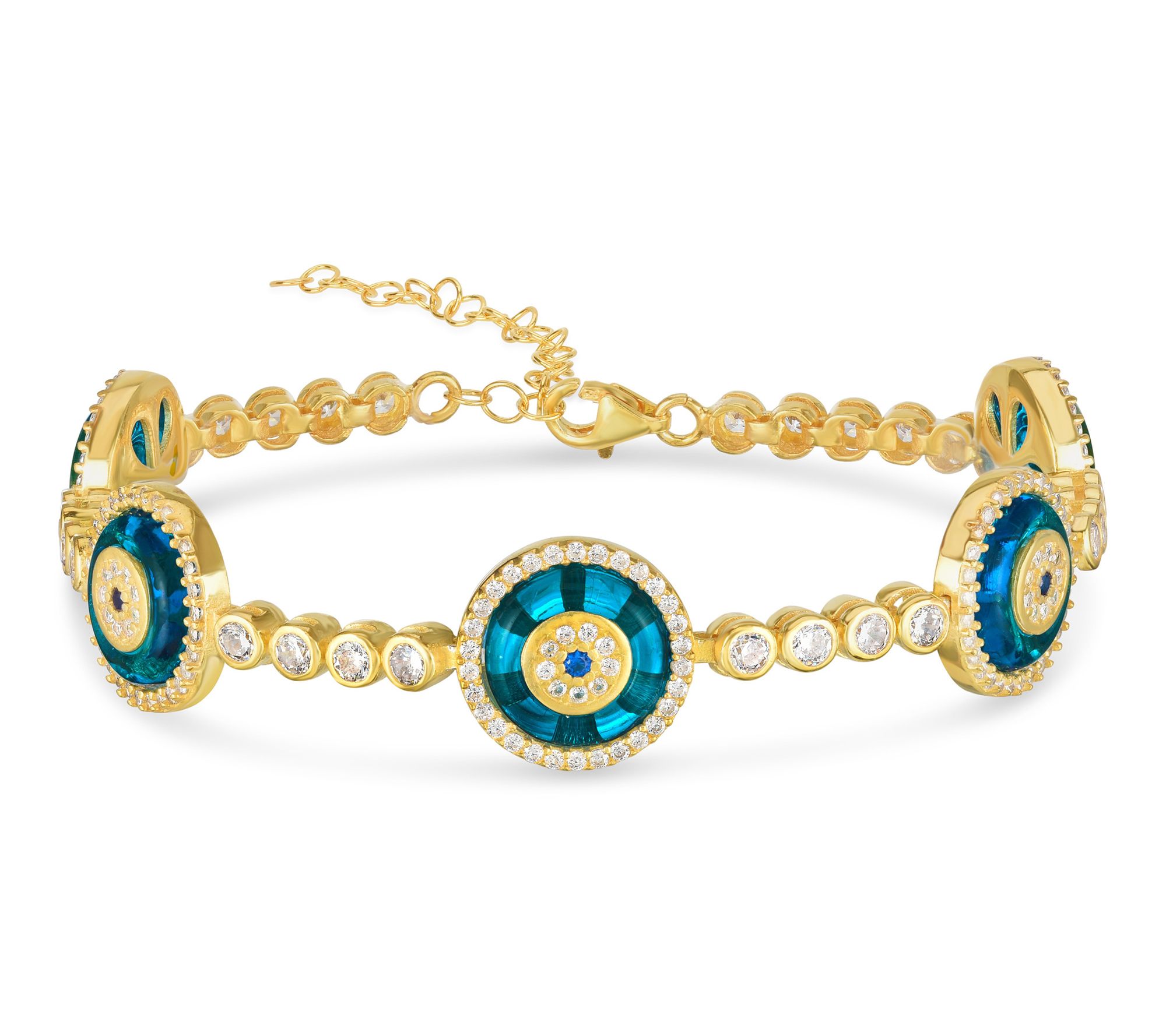 Sterlina Silver Blue Evil Eye Tennis Bracelet,Sterling